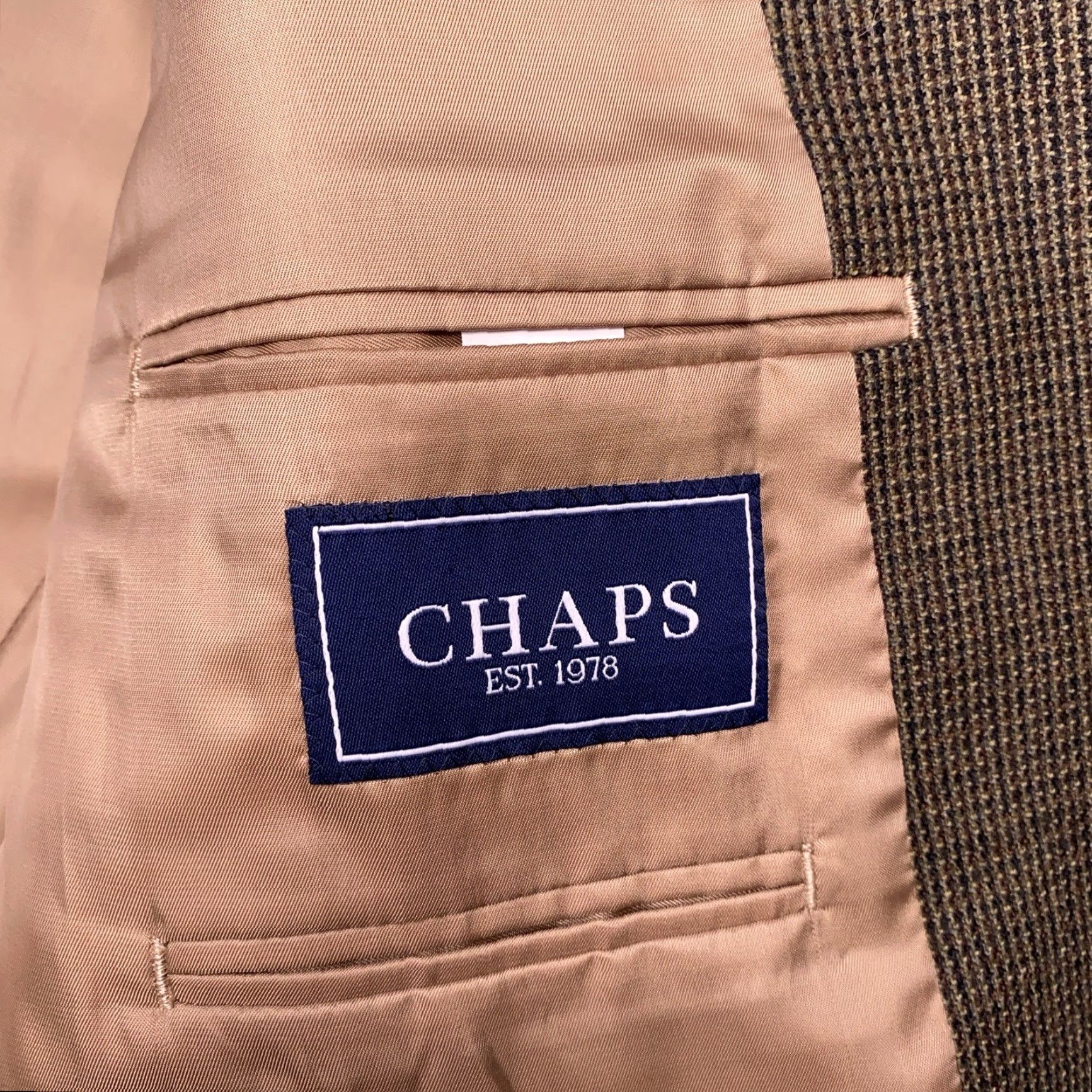 Chaps Chaps Sport Coat Blazer 46 Long Brown Wool Lambswool Regular Single-Breasted Notch Lapel Mens Jacket Coat Color Brown Brand Chaps Size 46 Long Size 46R - 4 Thumbnail
