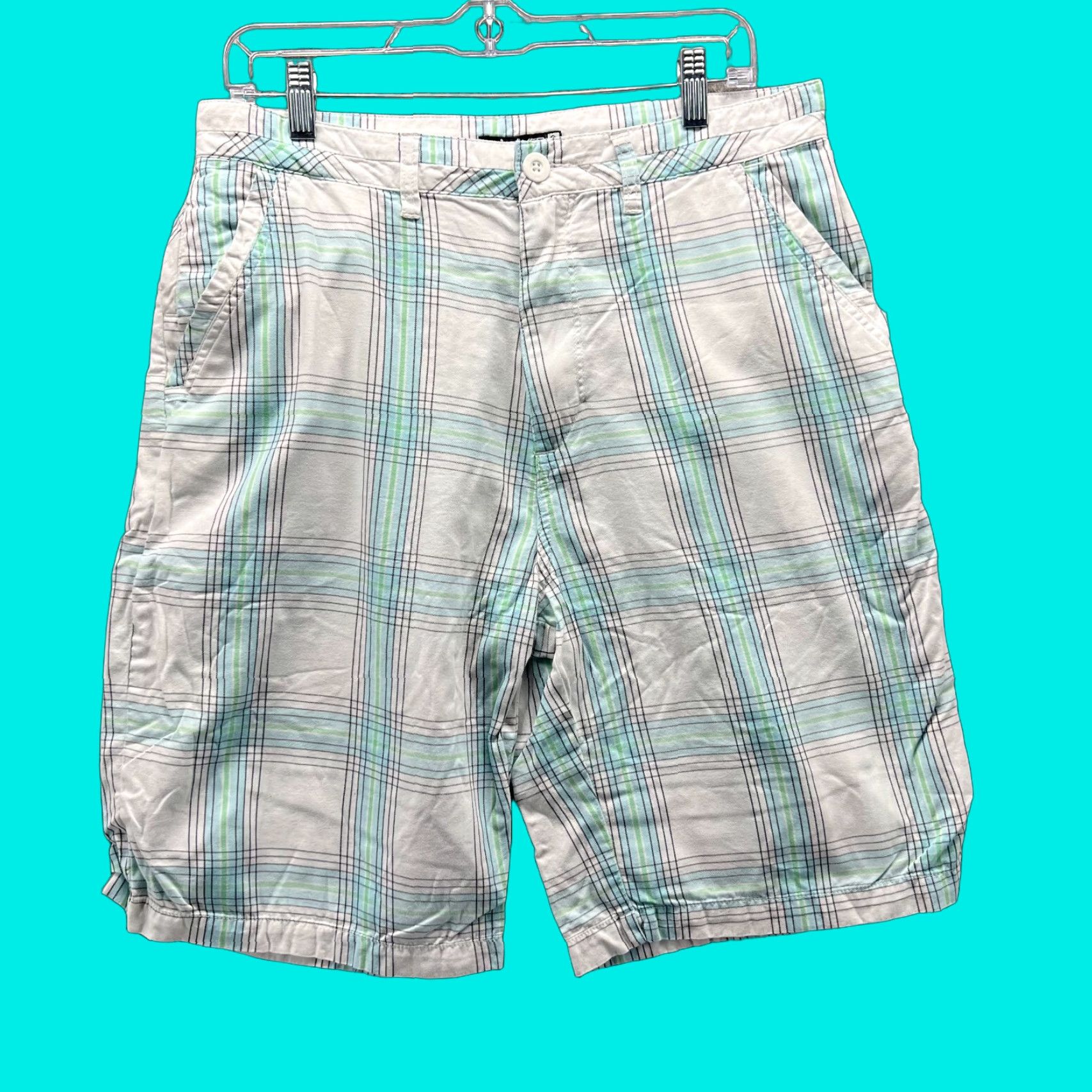 Quiksilver VINTAGE Quiksilver Shorts Men 34 White Blue Chino Flat Front Plaid Classic Y2K Size US 34 / EU 50 - 1 Thumbnail