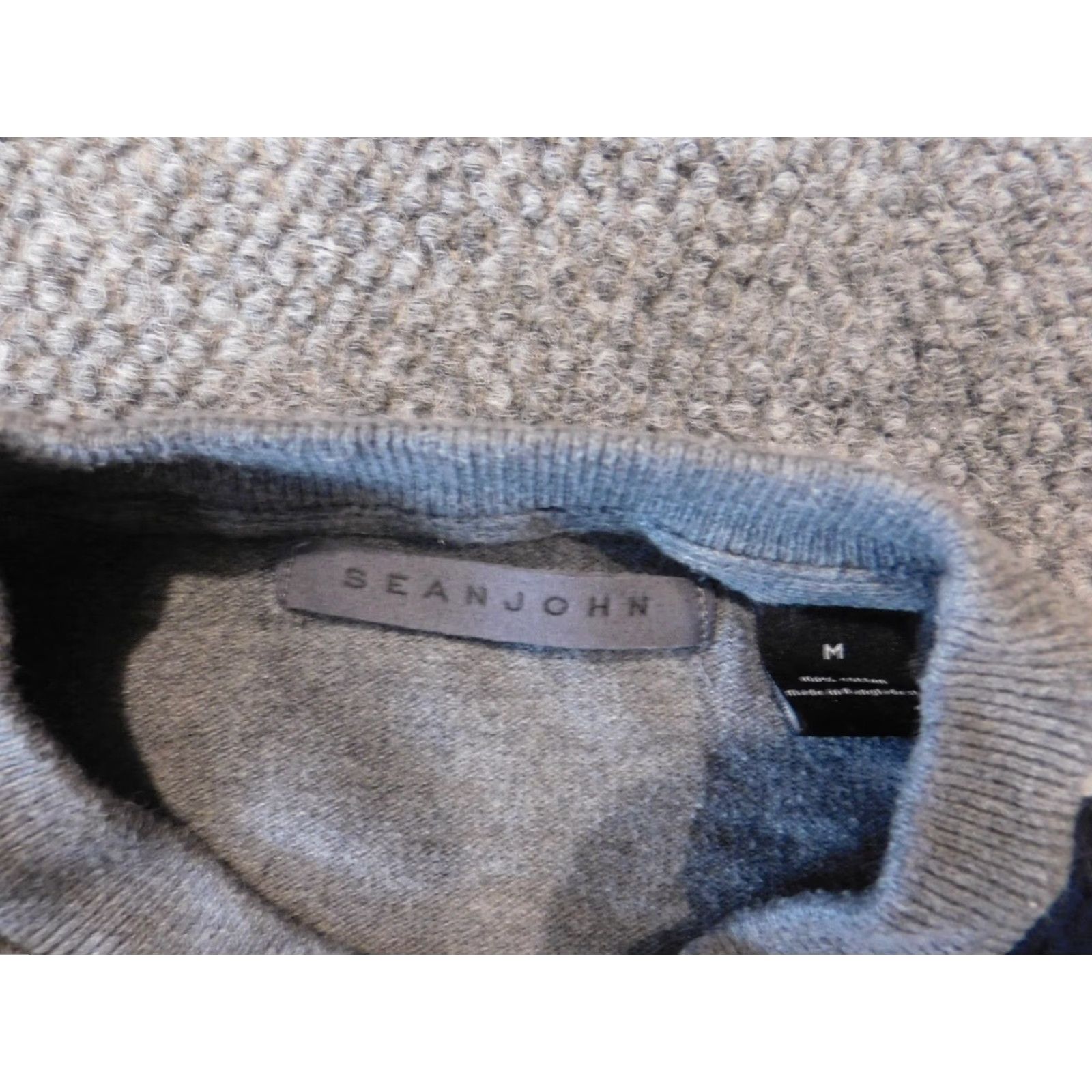 Sean John Sean John Mens Sweater Crew Neck Pullover M Gray Cotton Knit Stretch Size US M / EU 48-50 / 2 - 4 Thumbnail