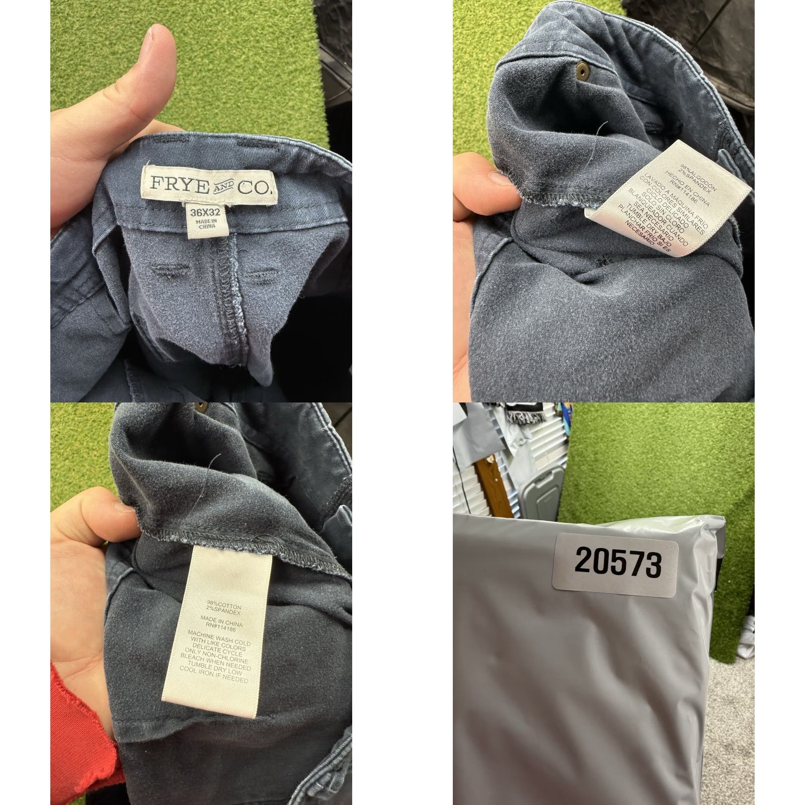 Frye FRYE Double Knee Jeans Mens 36x32 Mid-Rise Khaki Canvas Straight Leg Workwear Size US 36 / EU 52 - 8 Thumbnail
