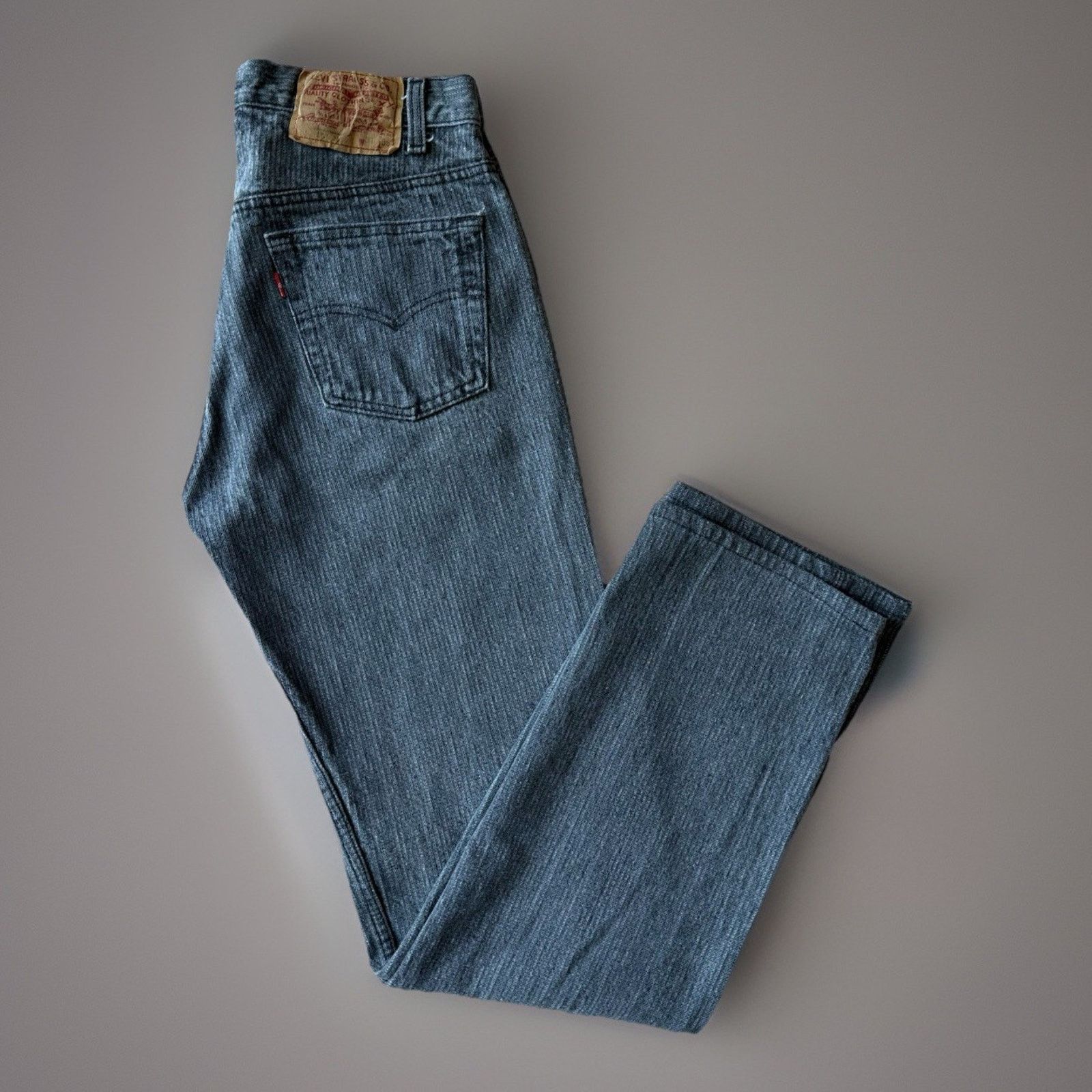 Vintage Levis 501 Jeans 29 Black Striped 80s Denim USA