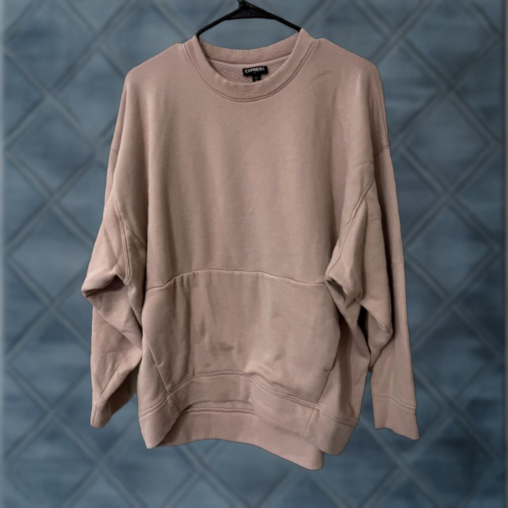 Express VINTAGE Express Pink Sweater Pullover Long Sleeve Scoop Neck Women’s Medium Cozy Front Pocket Size M / US 6-8 / IT 42-44 - 1 Thumbnail