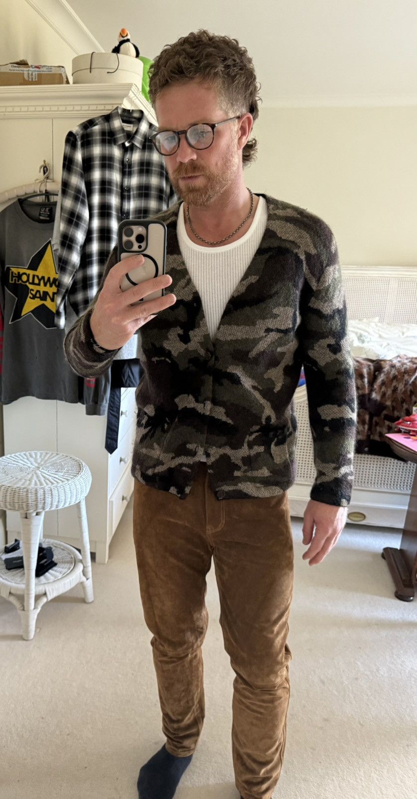 Saint Laurent Paris SS15 Saint Laurent camo camouflage cardigan Hedi Psych Rock Size US S / EU 44-46 / 1 - 1 Thumbnail