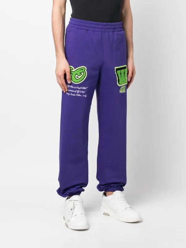 Off-White o1gr1nt0325 Varsity Patch Sweatpants in Purple Size US 34 / EU 50 - 4 Thumbnail