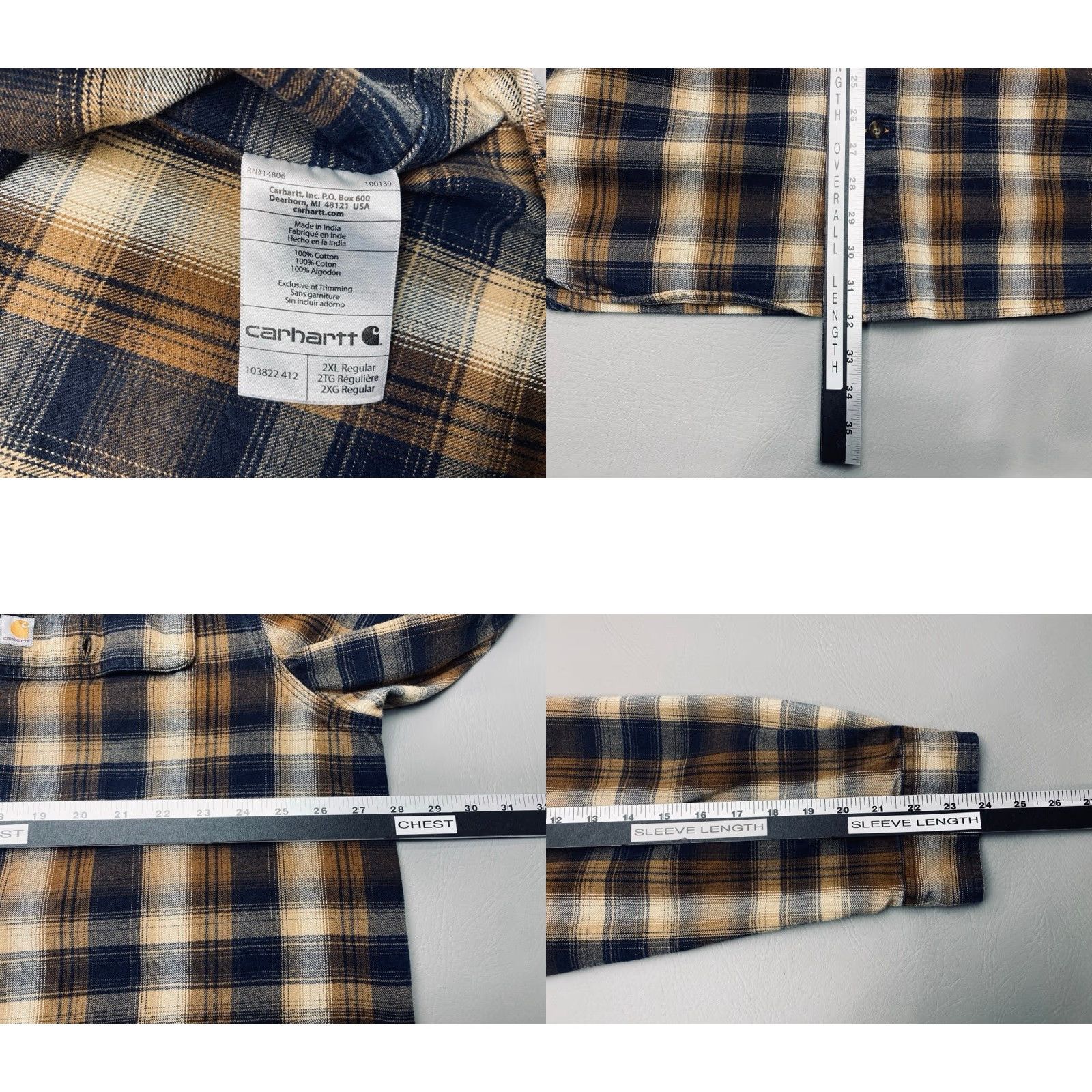 Carhartt VINTAGE Carhartt Hubbard 103822 Flannel Shirt Mens 2XL Heavyweight Brown Plaid 8264 Size US XXL / EU 58 / 5 - 8 Thumbnail