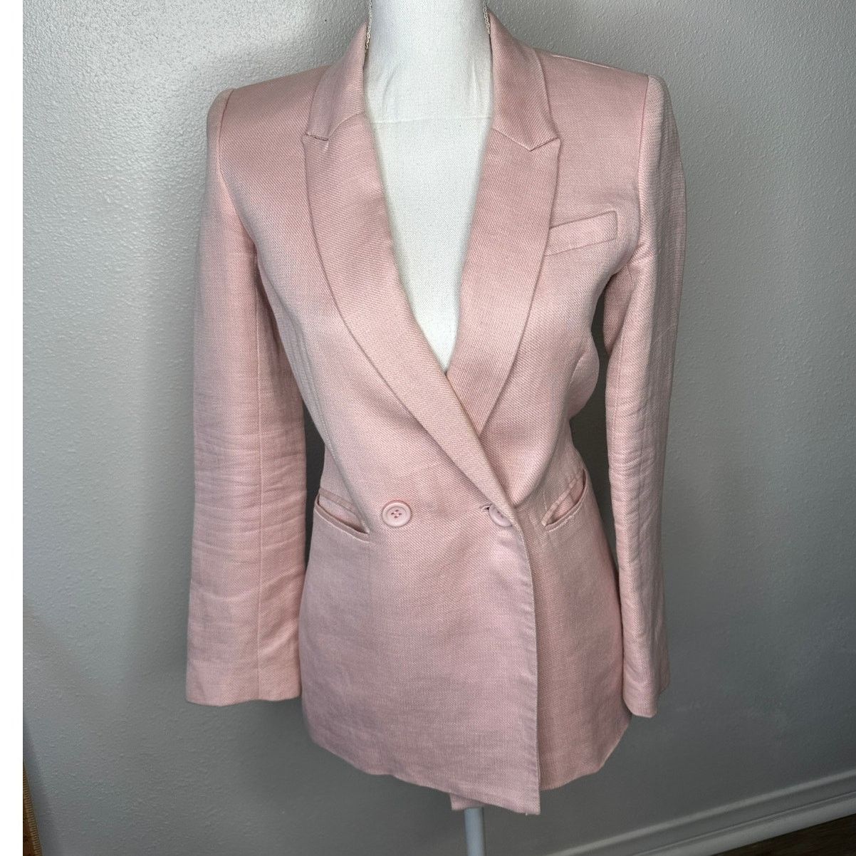 Rebecca Minkoff Rebecca Minkoff Pink Linen Blazer Size 0 Double Button Chic Size XS / US 0-2 / IT 36-38 - 17 Thumbnail
