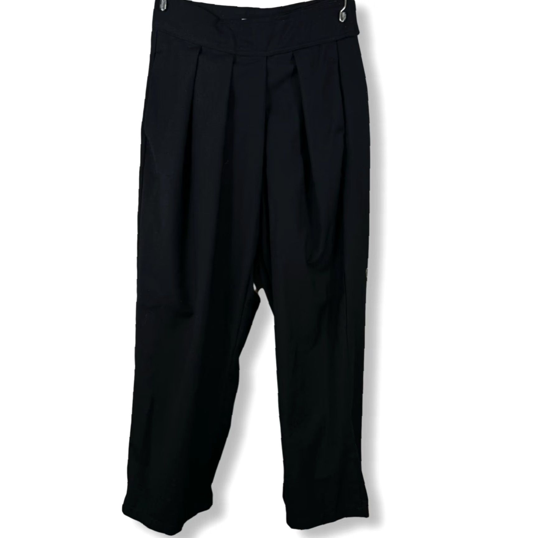 Vintage Commense Black Pleated Wide-Leg Dress Pants Women S Polyester Slacks Size S 90s City Preppy Business Casual Travel Pockets Size 28" / US 6 / IT 42 - 2 Thumbnail