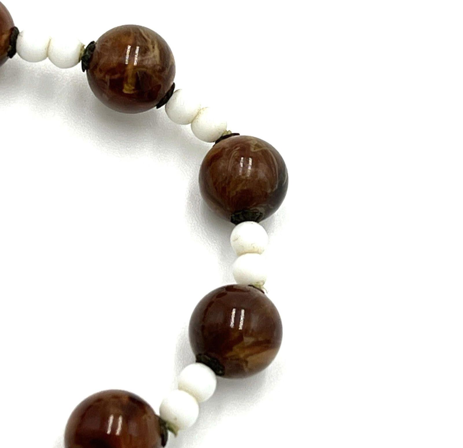Other Miriam Haskell Bead Necklace Glass Brown & White Wrap Around Size ONE SIZE - 5 Thumbnail
