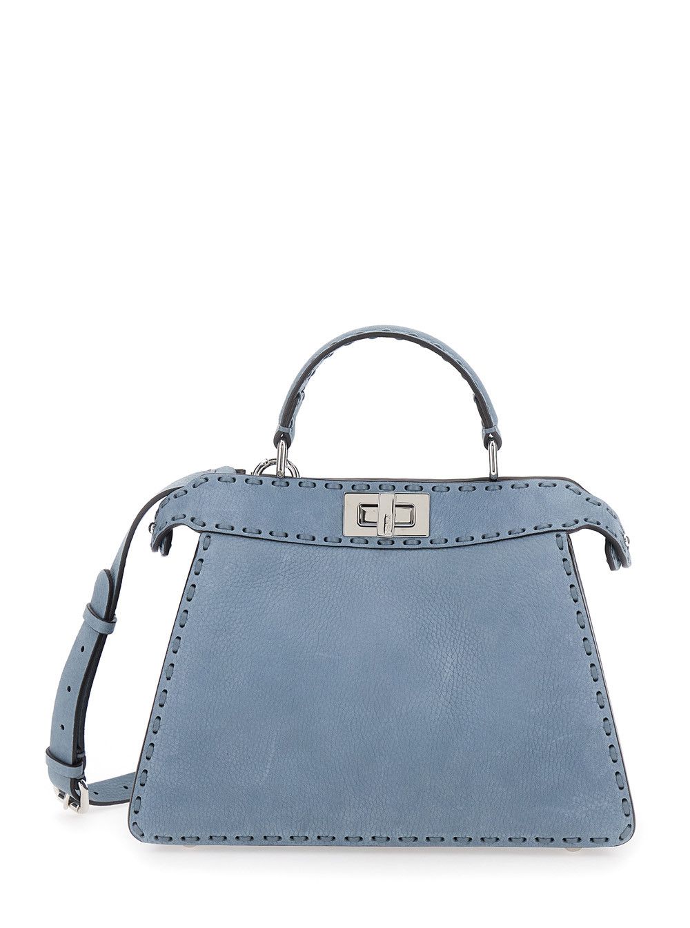 Fendi 'Peekaboo ISeeU Small' Light Blue Handbag with Shoulder Strap in Roman Leather Woman Size ONE SIZE - 1 Thumbnail