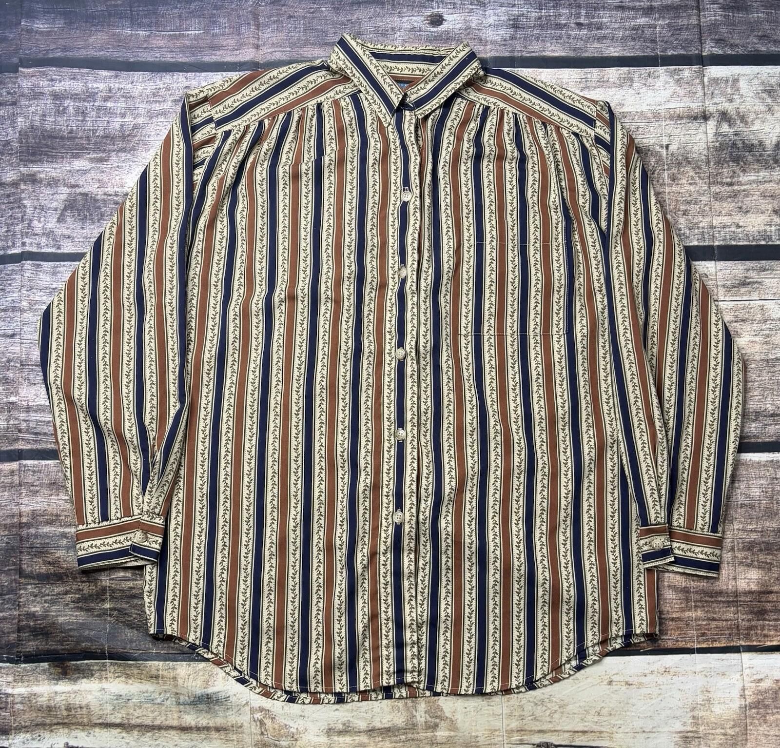 Jantzen VTG Jantzen Shirt Men's XL Striped USA Leaf Vines 80s USA Size US XL / EU 56 / 4 - 1 Thumbnail
