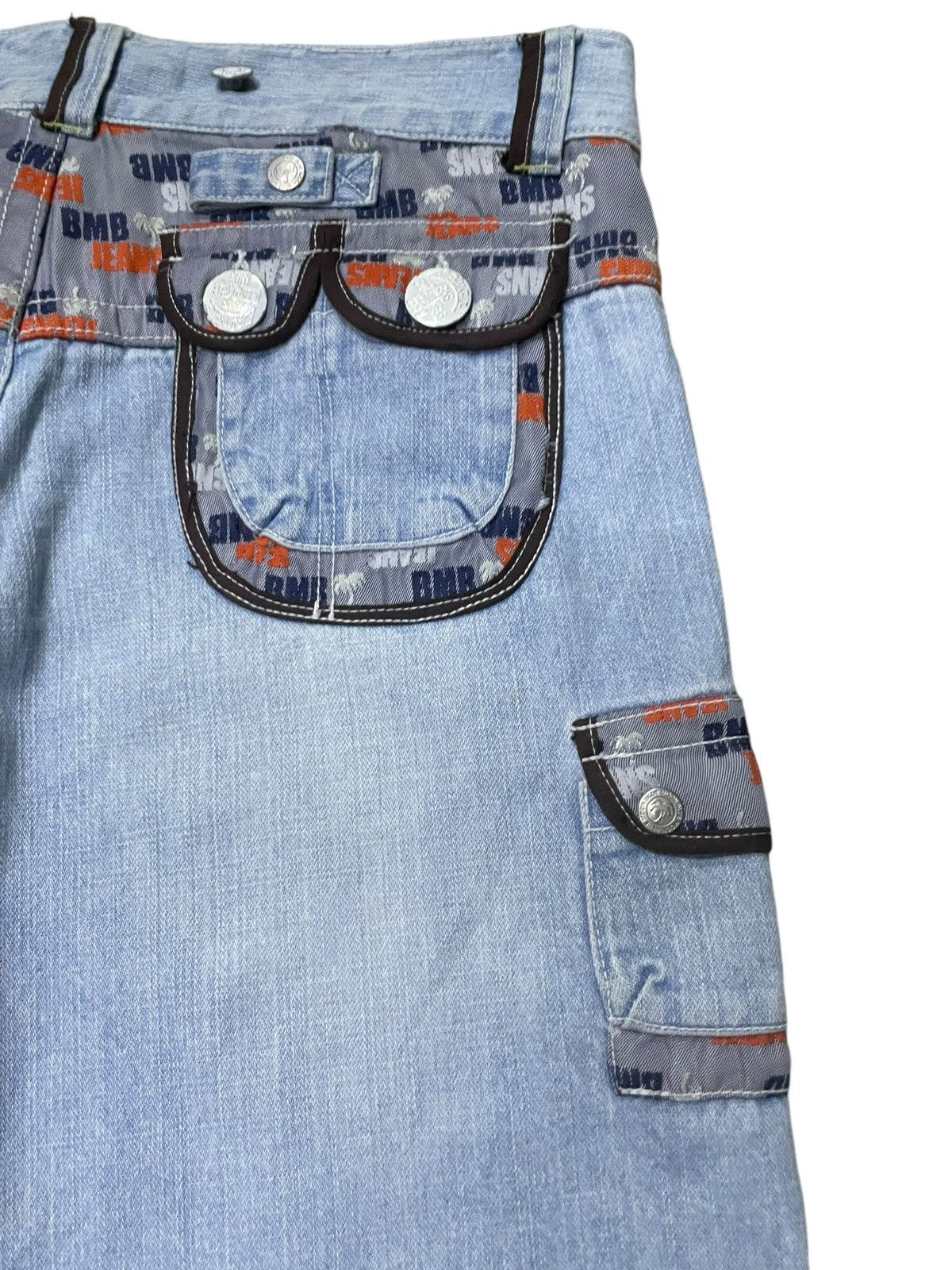 Hysteric Glamour × Japanese Brand × Red Monkey Blue Moon Japan Flared Wide Leg Cargo Jeans Low Rise Size US 32 / EU 48 - 10 Thumbnail