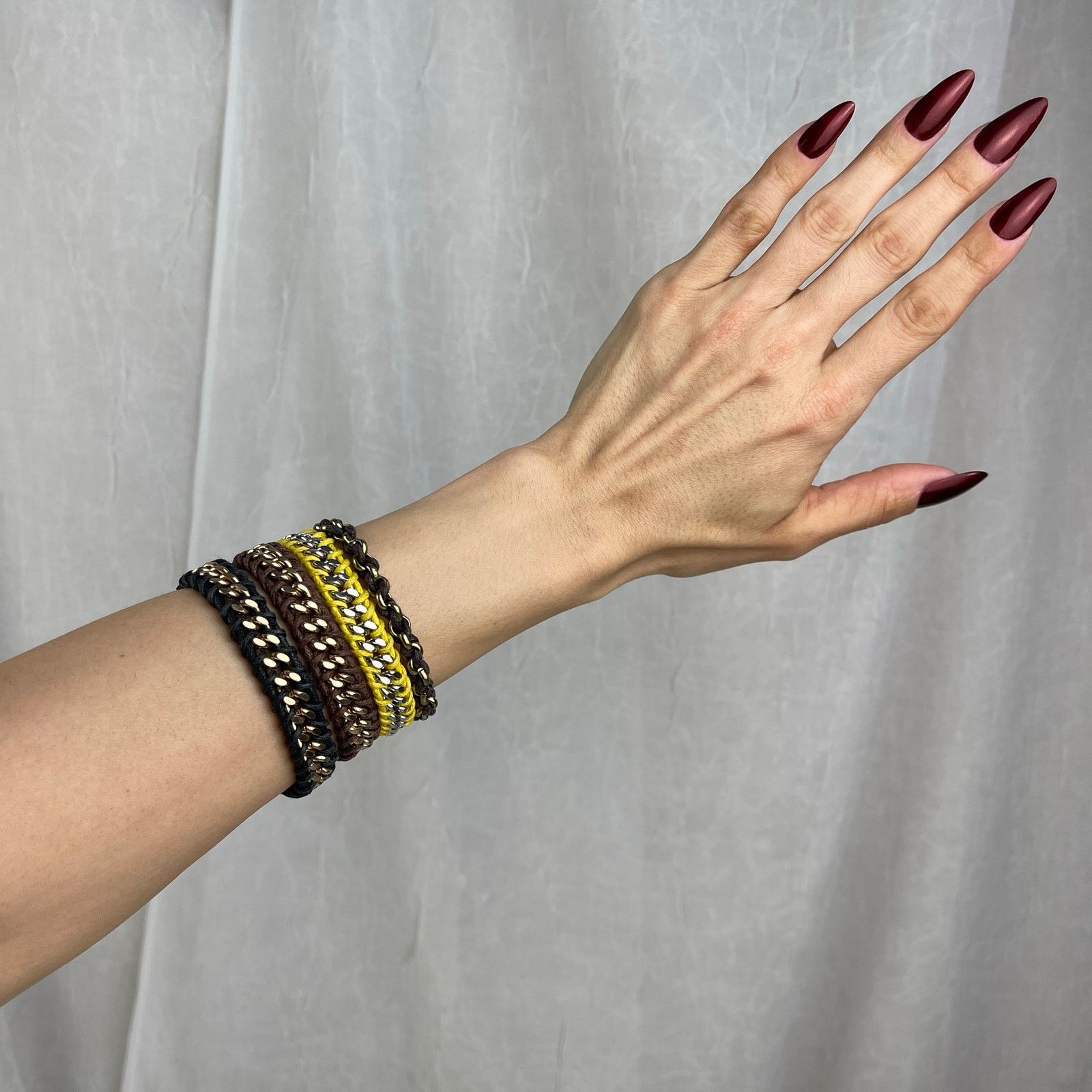 Other Chain Link Braided Bracelets Gold Silver Black Brown Yellow Size ONE SIZE - 16 Thumbnail