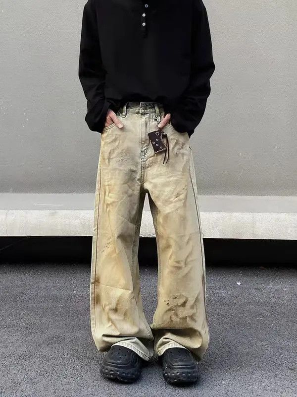 VIBE Vintage yellow clay graffiti machete baggy jeans Size US 34 / EU 50 - 4 Thumbnail