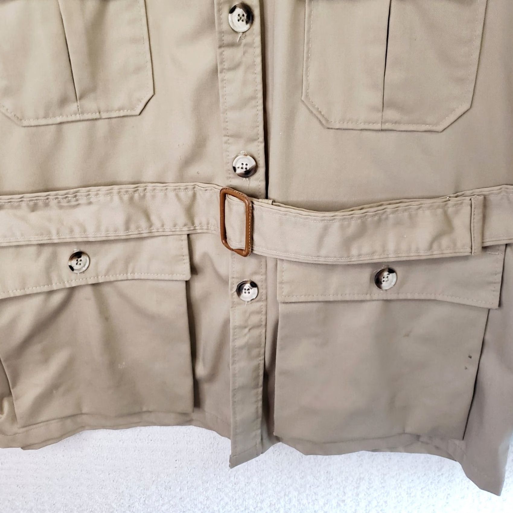 J Brand VINTAGE 10X Brand Hunting Safari Jacket Four Pocket Brown Cotton Leather Shoulders L Regular Mens Winter Outdoor Workwear - Shirt? Size US L / EU 52-54 / 3 - 6 Thumbnail