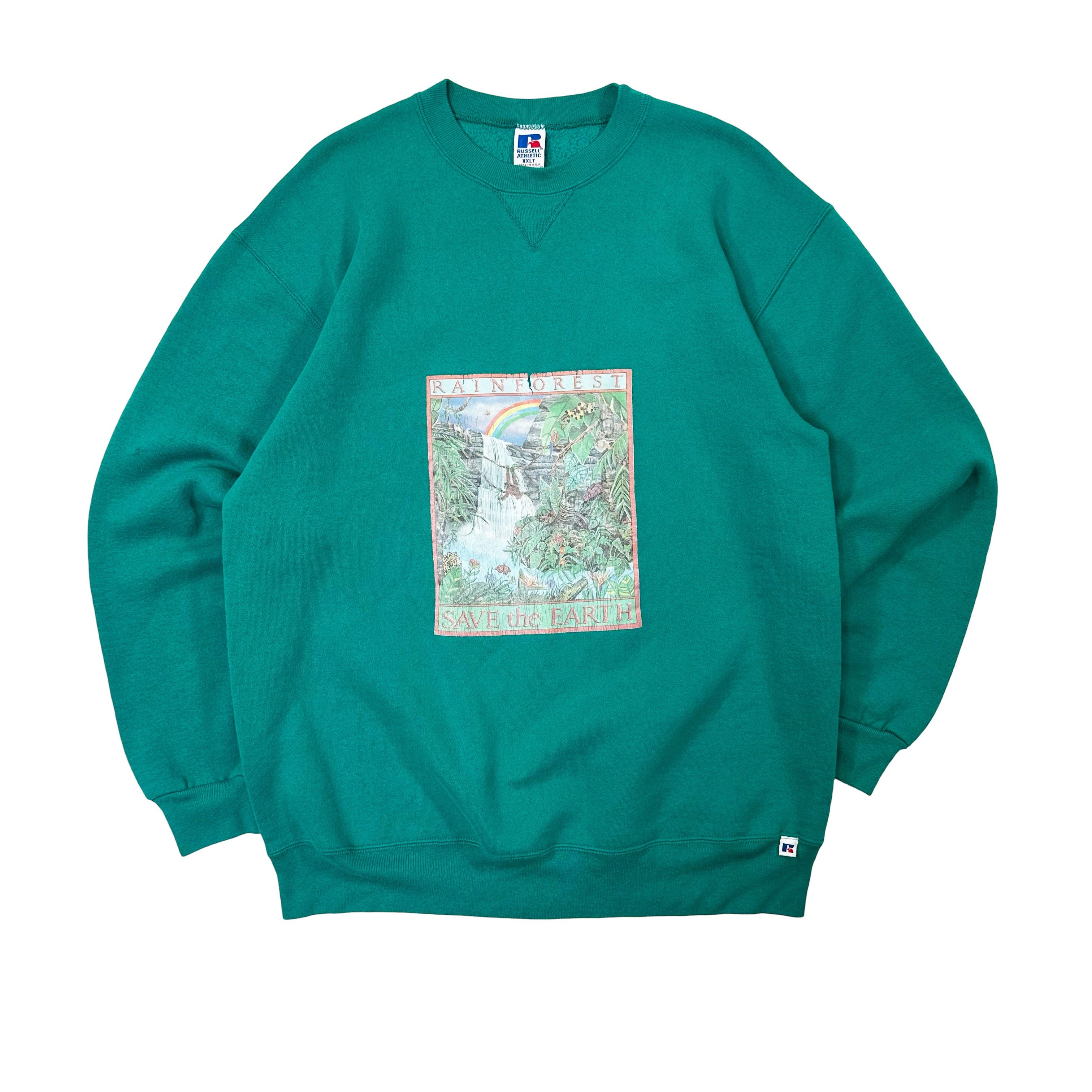 Vintage Vintage 90s Made in USA Russell Athletic Rainforest Save Size US XXL / EU 58 / 5 - 1 Thumbnail