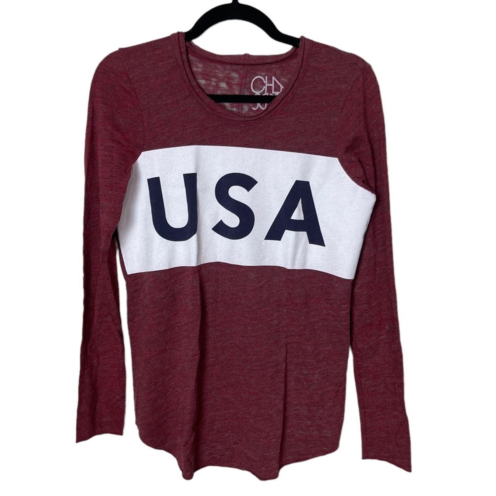 Chaser Brand Chaser Long Sleeve USA Graphic Tee Burgundy Multi Medium Size M / US 6-8 / IT 42-44 - 1 Thumbnail