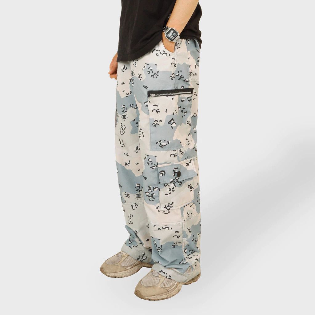 Designer × Jean Epidemic Long Cargo Baggy Pants Chocochip Blue Size US 34 / EU 50 - 2 Thumbnail