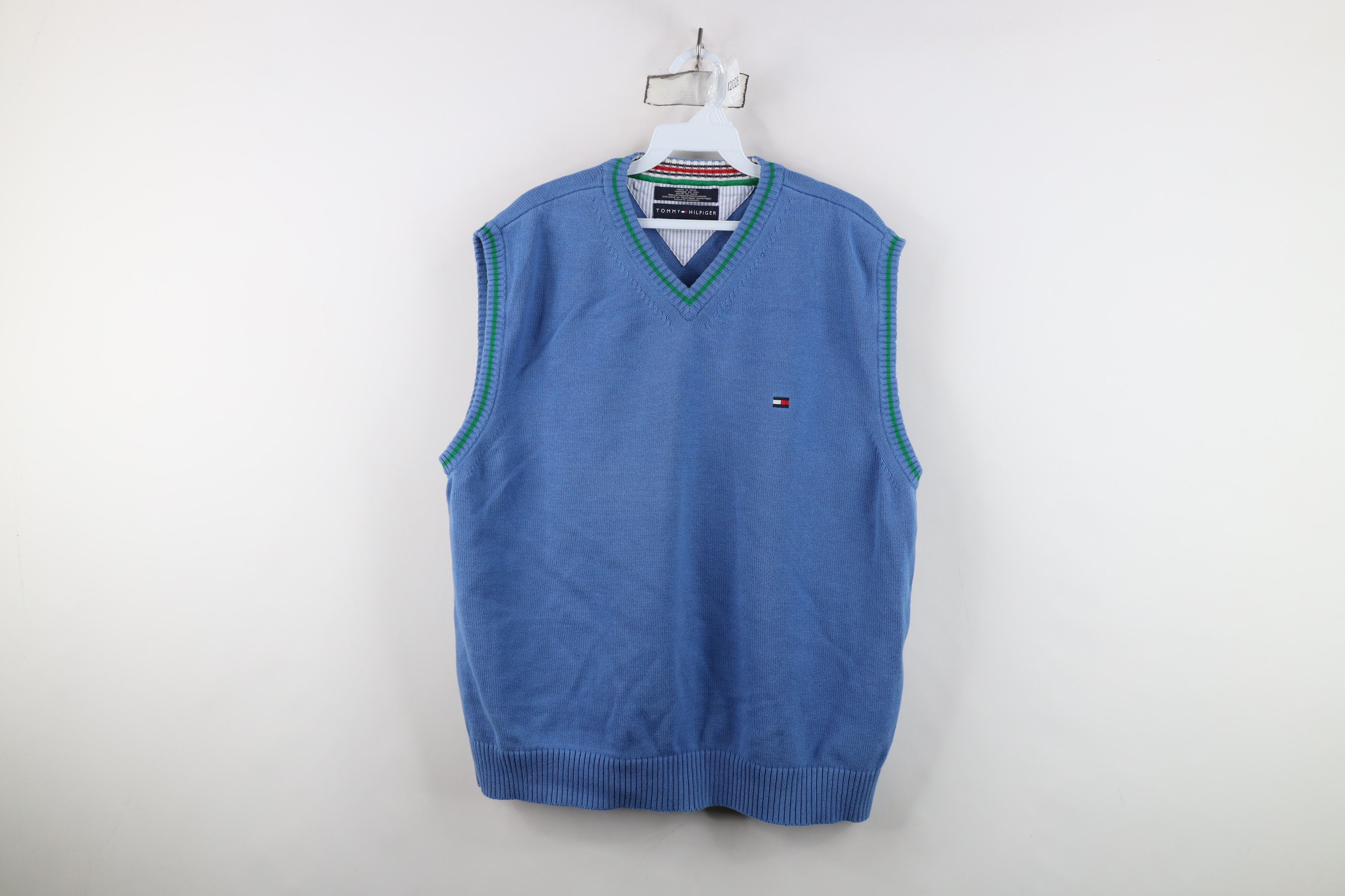 Tommy Hilfiger Vintage Tommy Hilfiger Ribbed Knit Sweater Vest Light Blue Size US XL / EU 56 / 4 - 1 Thumbnail