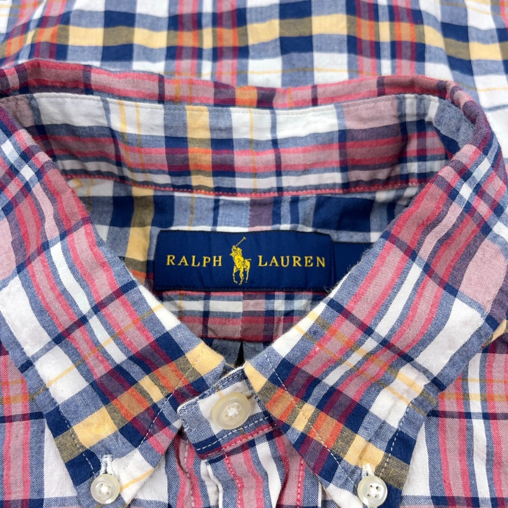 Ralph Lauren Ralph Lauren Shirt Men Large Plaid Button-Up Lightweight Cotton Camp Casual Branding Logo Blue Red (90s/Colorful/Preppy) Mens Size US L / EU 52-54 / 3 - 4 Thumbnail