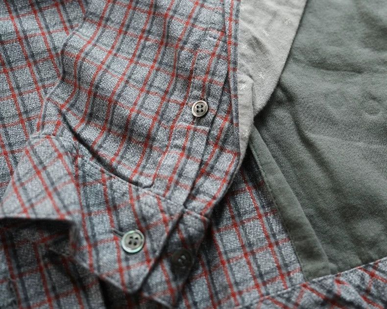undercover Plaid Stripe Patchwork Shirt 2502-Nextarrow