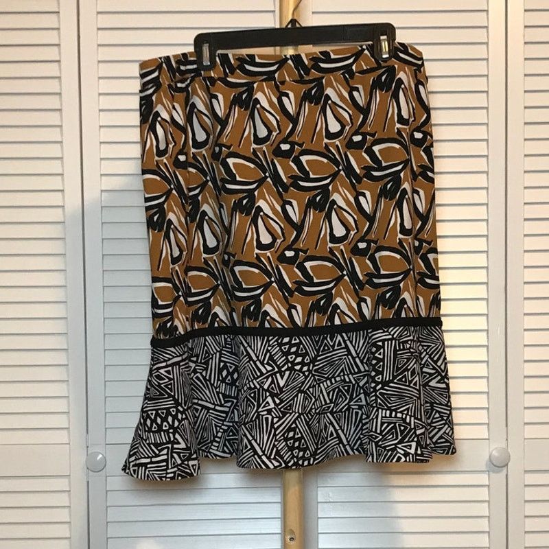 Other Cato Abstract Drop Waist Ruffled A-line Skirt Women XL Size 40" / US 18 - 1 Thumbnail