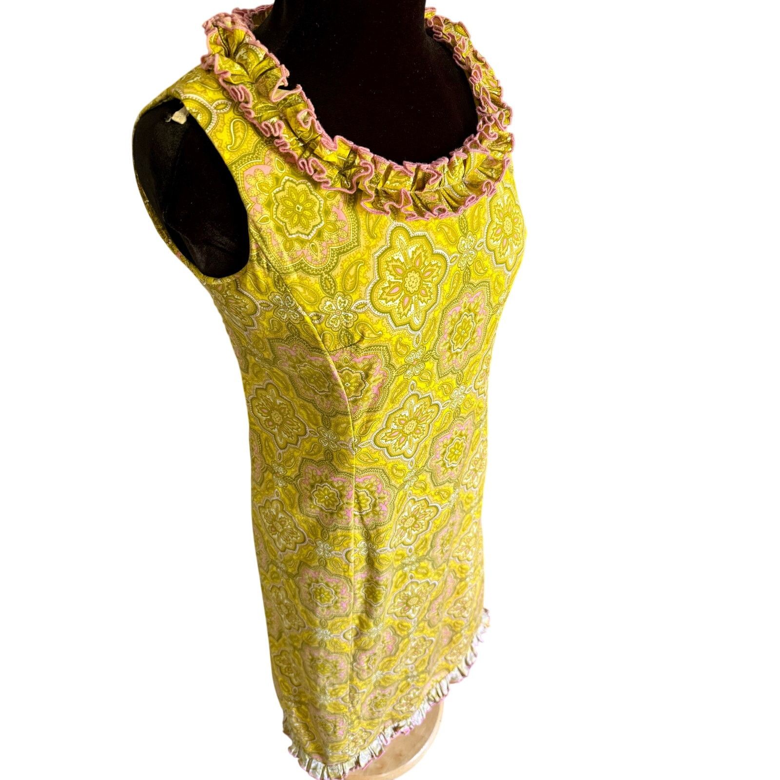 Vintage Vintage 60’s Yellow Ruffle Sleeveless Maxi Dress XS Small Size S / US 4 / IT 40 - 5 Thumbnail