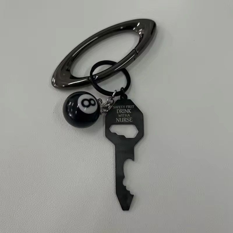 Jewelry 3D Black No 8 Billiard Keychain Lucky Dice Key Chain Size ONE SIZE - 3 Thumbnail