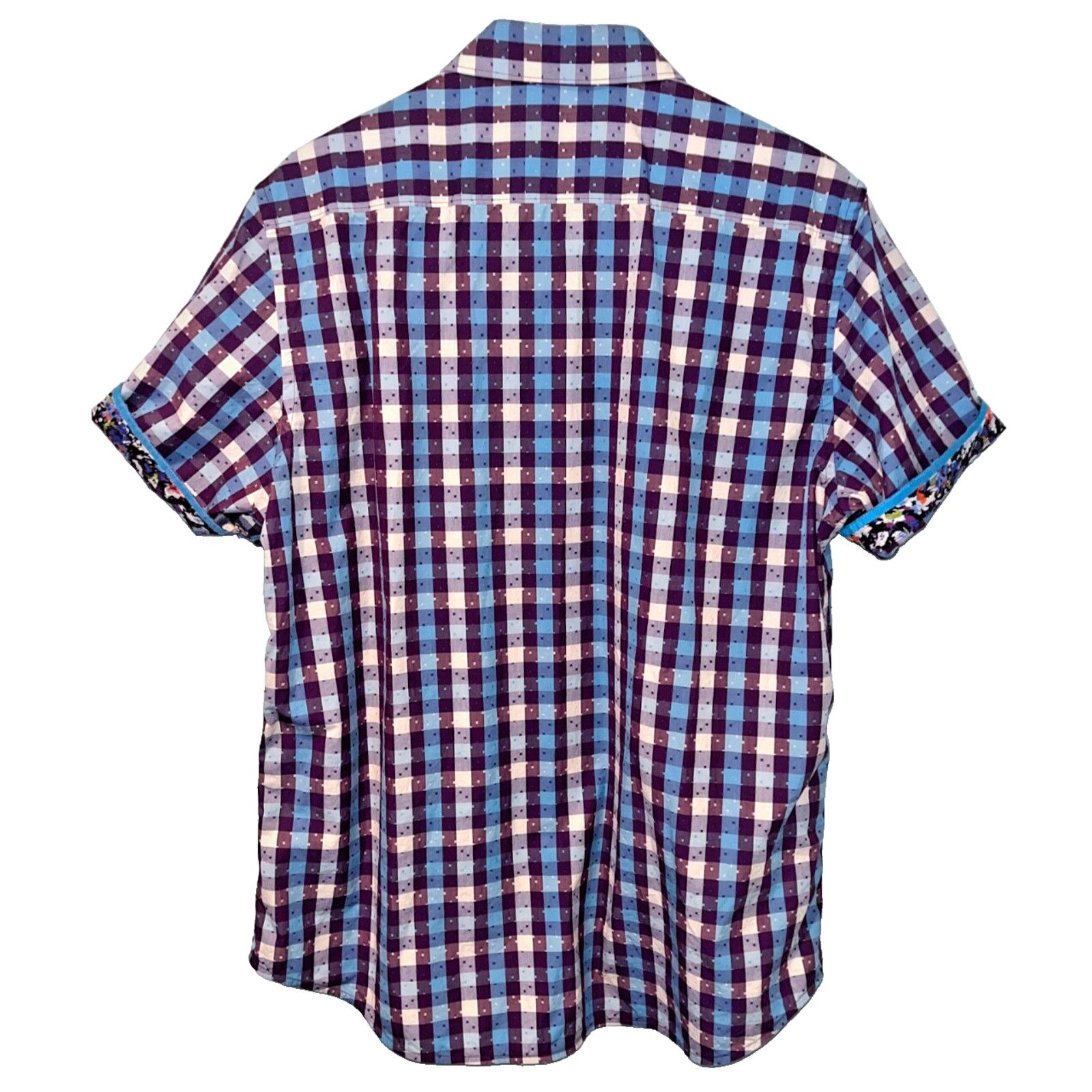 Robert Graham Robert Graham Griswold Check Short Sleeve Shirt Purple XL Size US XL / EU 56 / 4 - 5 Thumbnail