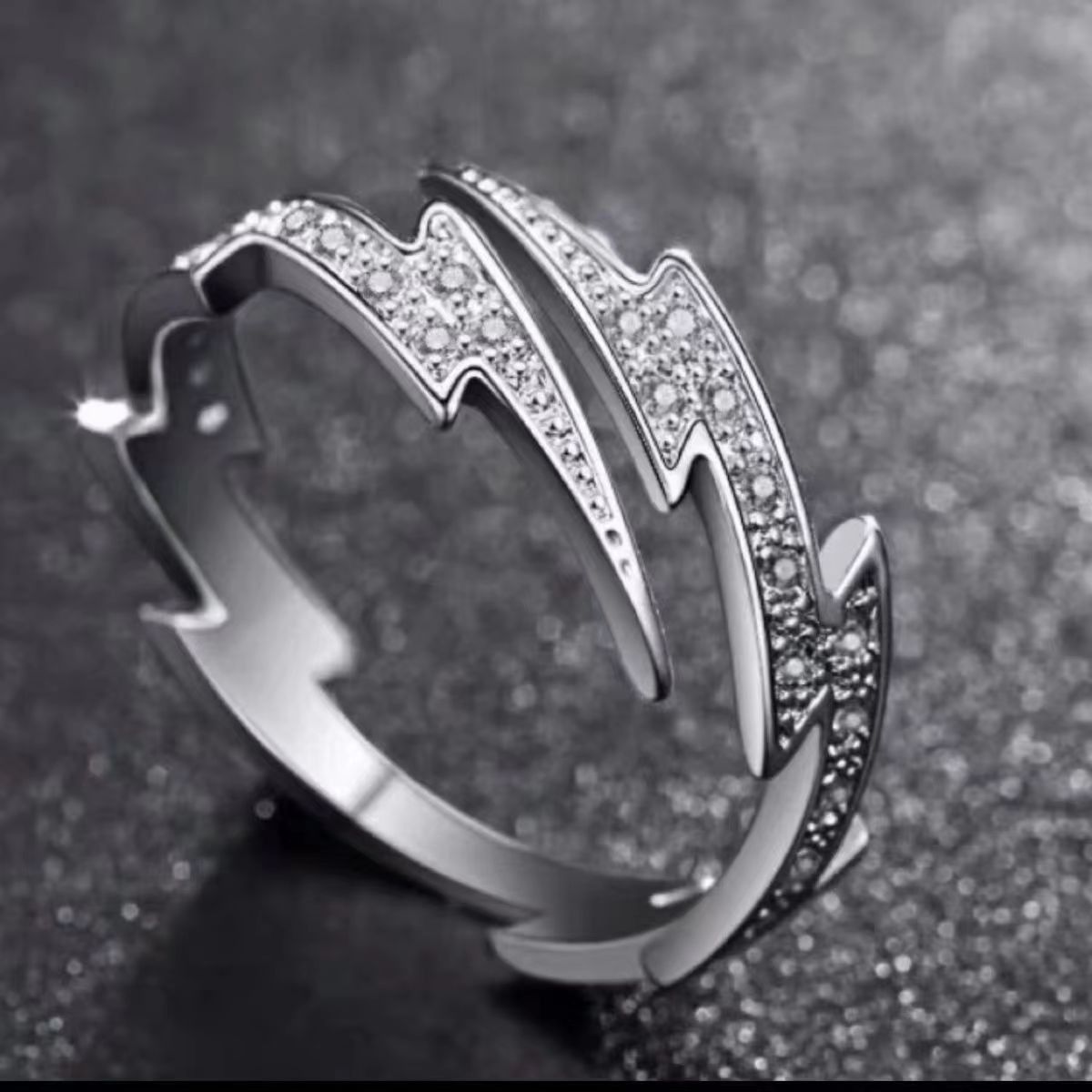 VIBE Men's Hip-Hop Retro Irregular Lightning Ring Size ONE SIZE - 2 Thumbnail
