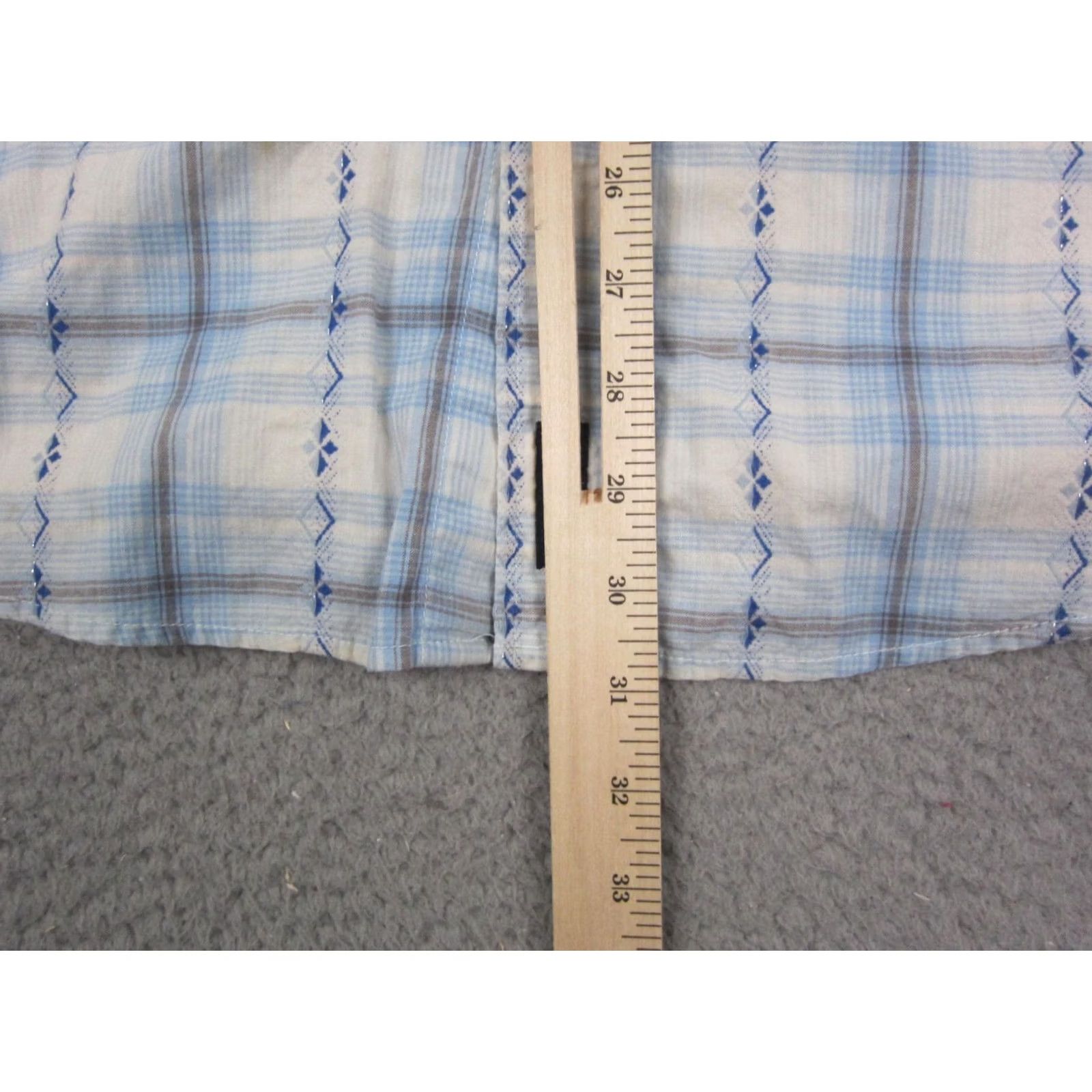 Vintage Rough Stock Shirt Mens Large White Blue Plaid Panhandle Western Slim Snap 90s Size US L / EU 52-54 / 3 - 7 Thumbnail