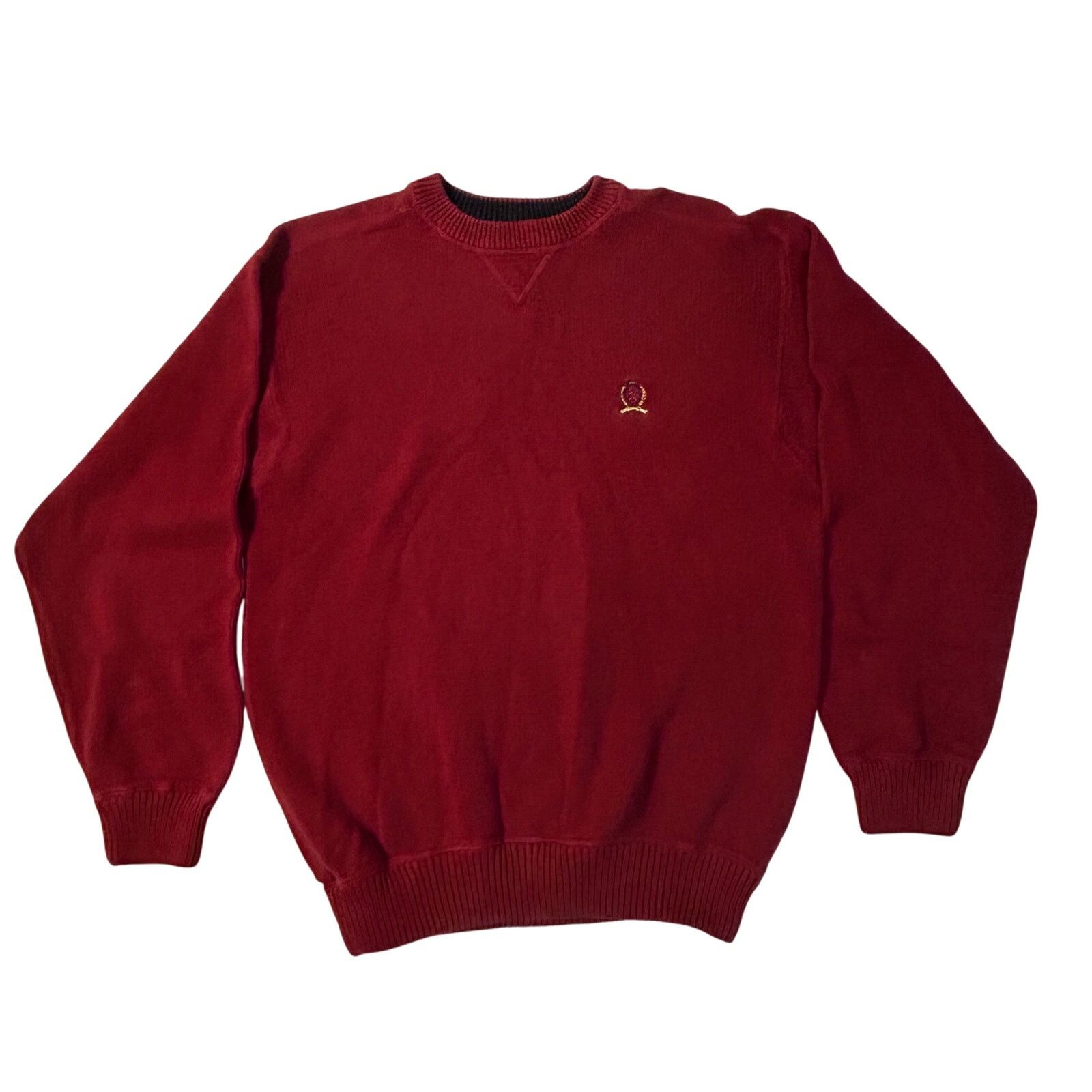 Tommy Hilfiger Rare 90s Tommy Hilfiger Maroon Heavy Weight Sweater Size L Size US L / EU 52-54 / 3 - 1 Thumbnail