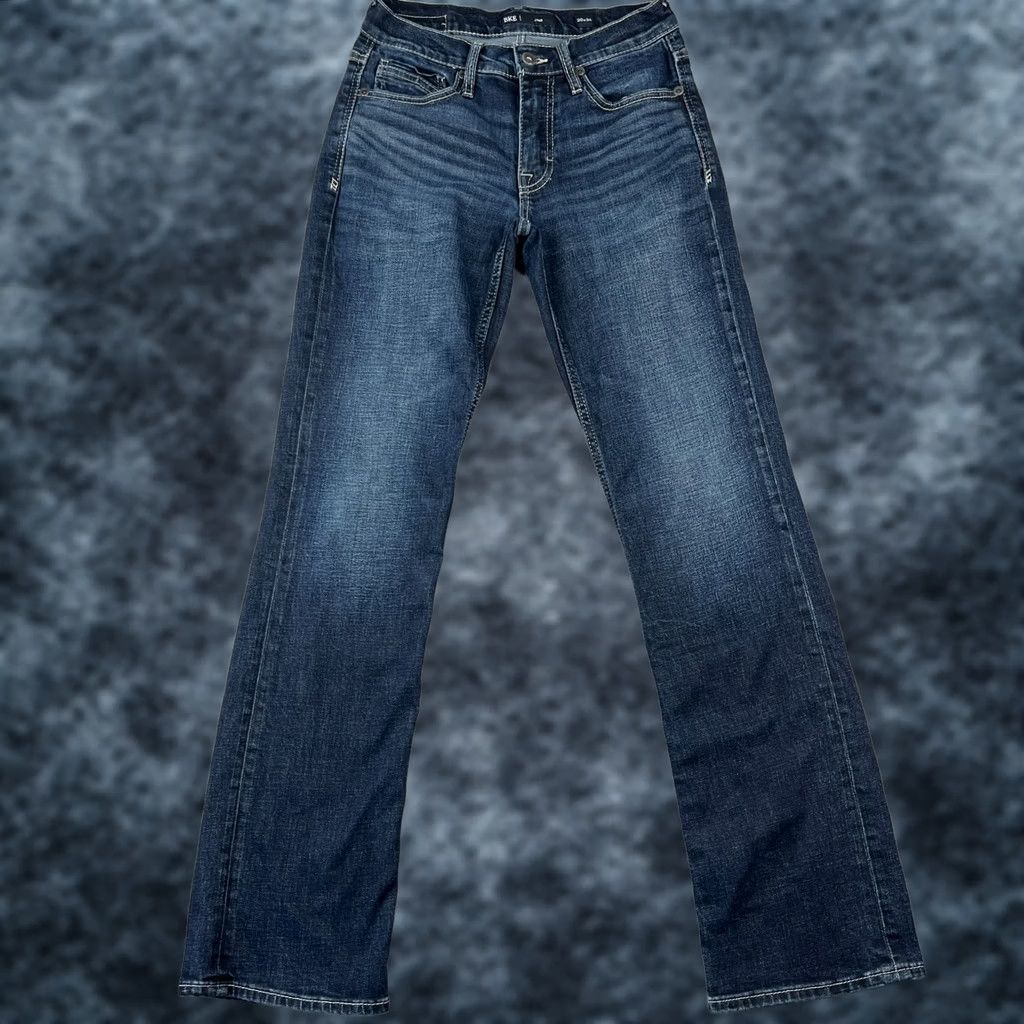 Vintage Buckle BKE Jake Straight Jeans Mens 30x34 Blue Stretch Denim Pants Thick Stitch Size US 31 - 1 Thumbnail