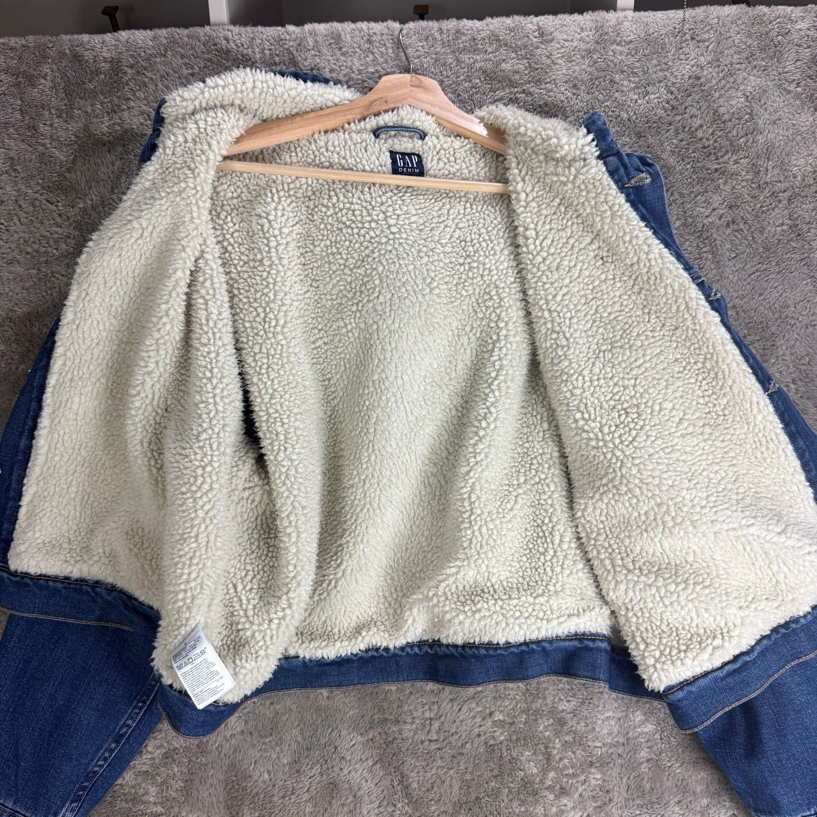 Gap Gap Crop Hooded Sherpa Denim Trucker Jacket Coat Women L Size L / US 10 / IT 46 - 4 Thumbnail