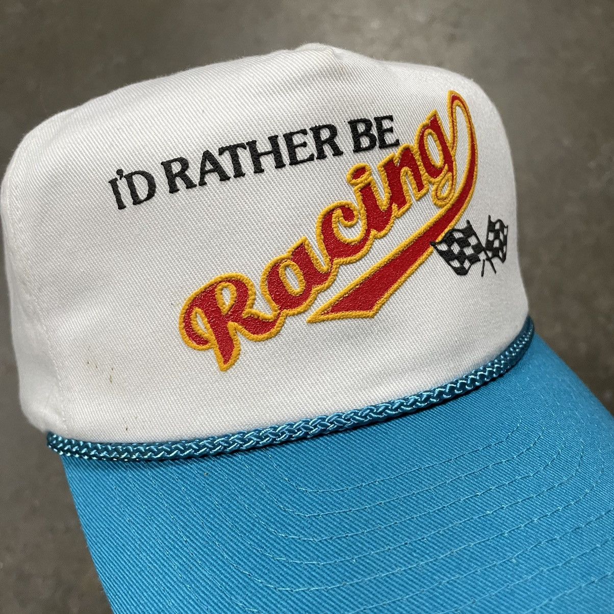 NASCAR × Vintage Vintage 90s “I’d Rather be Racing” Nascar Trucker Hat Funny Size ONE SIZE - 3 Thumbnail