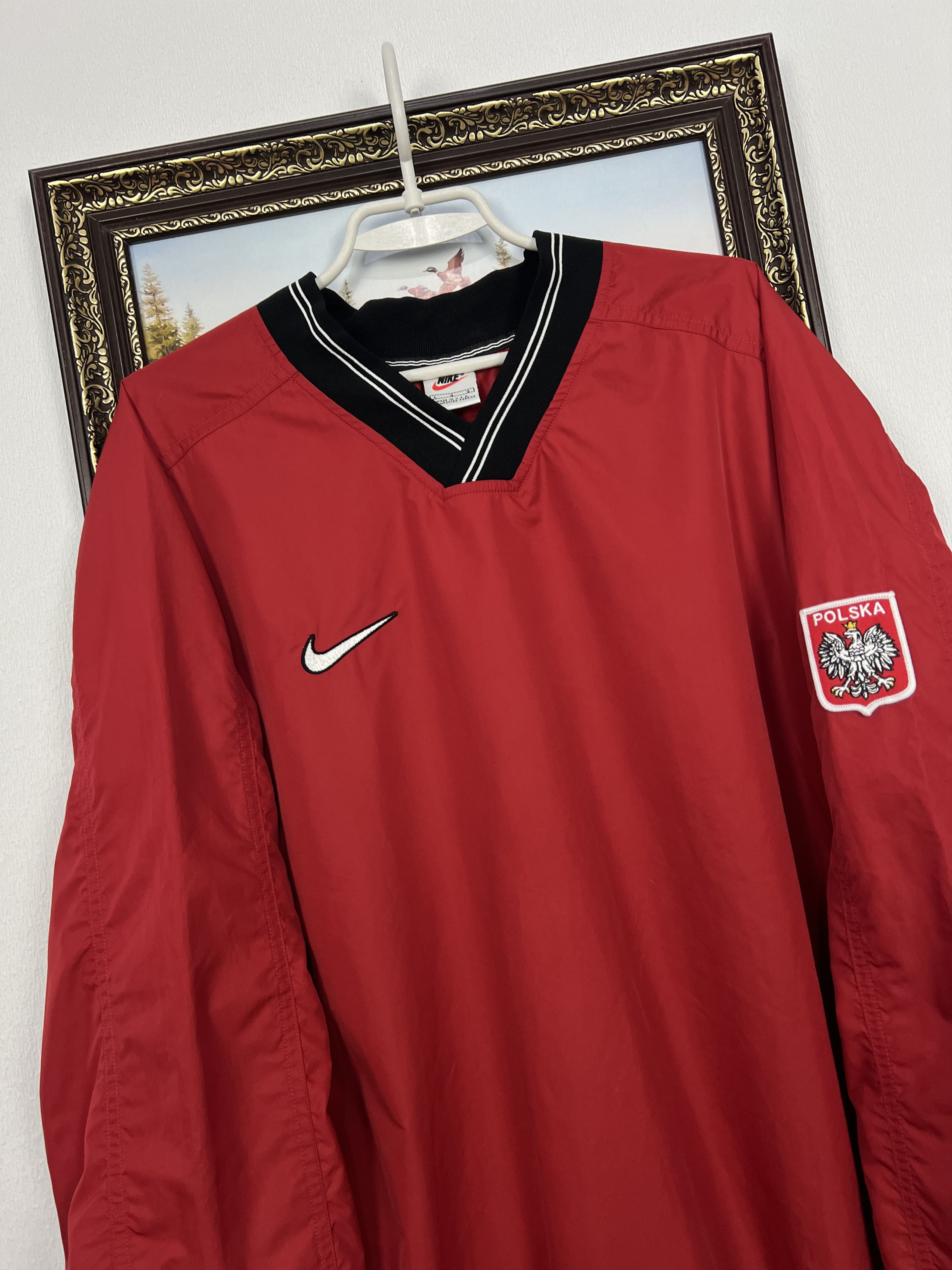 Nike Vintage 90's Nike Poland Football Jacket Soccer Red Size US L / EU 52-54 / 3 - 5 Thumbnail