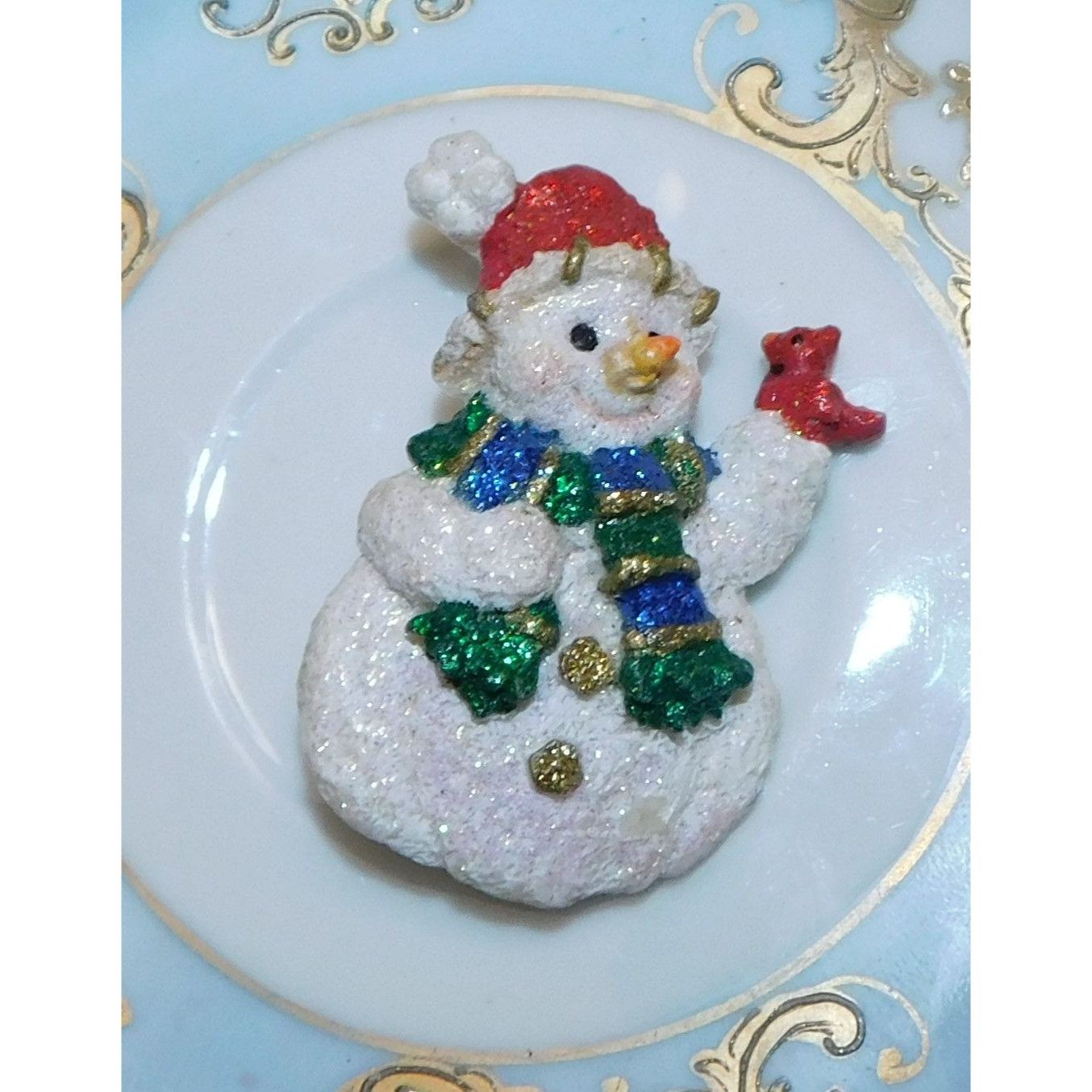 Other Vintage 90s Glitter Snowman Winter Brooch Size ONE SIZE - 2 Thumbnail