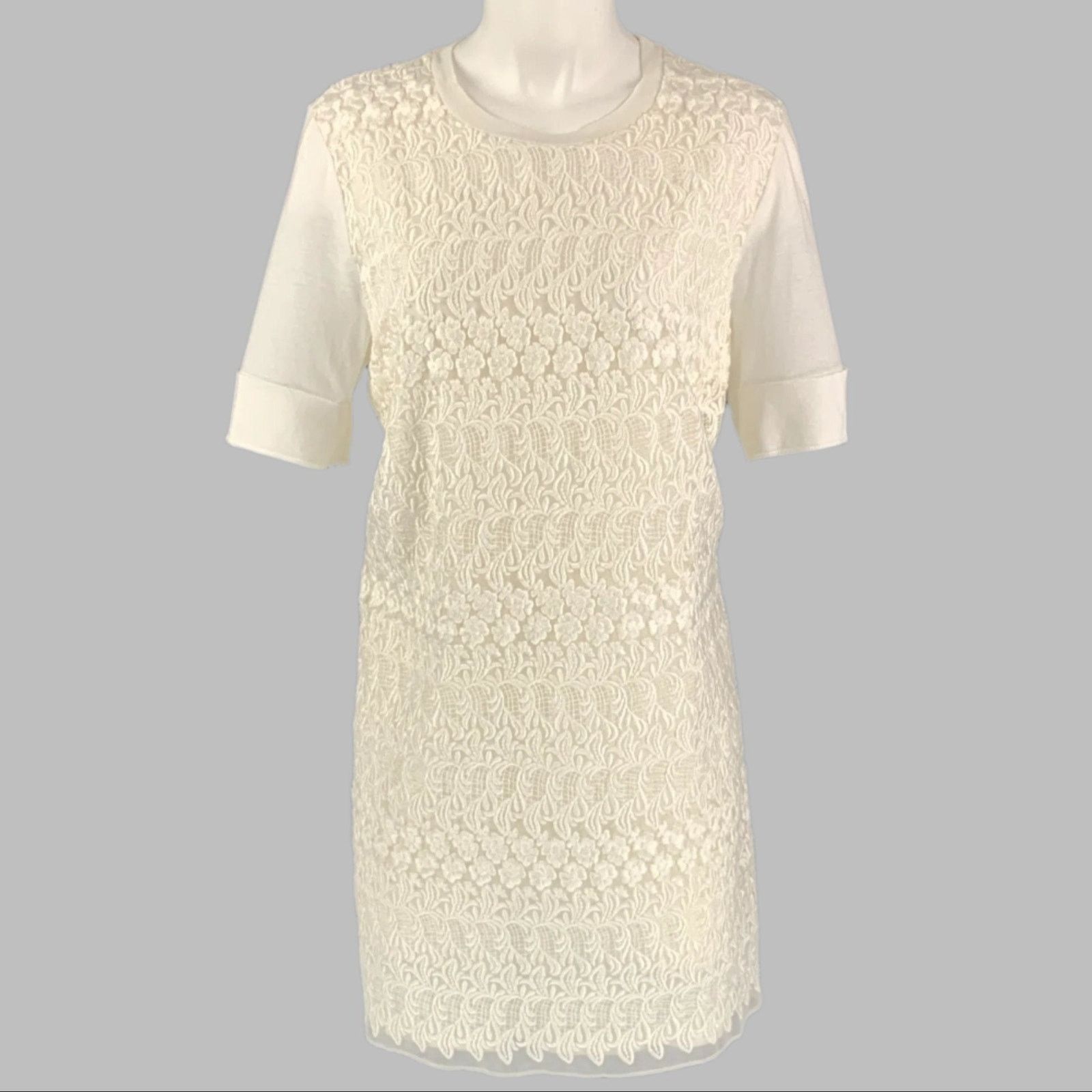 Giambattista Valli GIAMBATTISTA VALLI White Cotton Short Sleeve T-shirt Dress Size M / US 6-8 / IT 42-44 - 1 Thumbnail