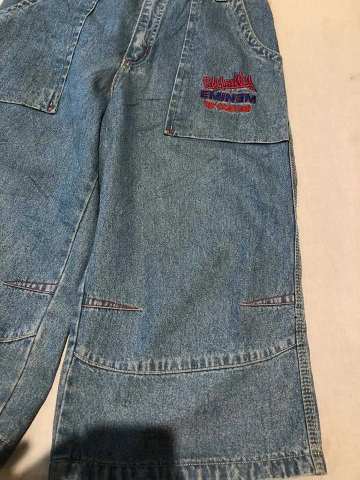 Eminem Faded Blue wash unique embroidered Eminem baggy jorts Size US 30 / EU 46 - 4 Thumbnail