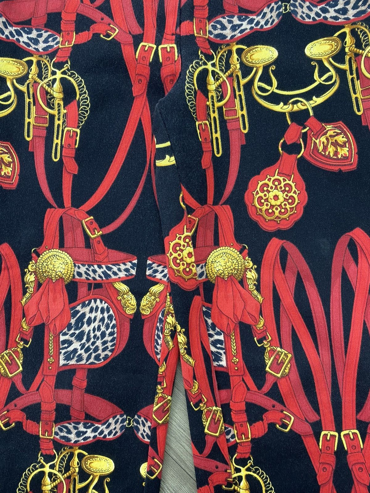 Japanese Brand Vintage Laurel Baroque Equestrian Chanis Scarf Print Pants Size US 27 - 6 Thumbnail