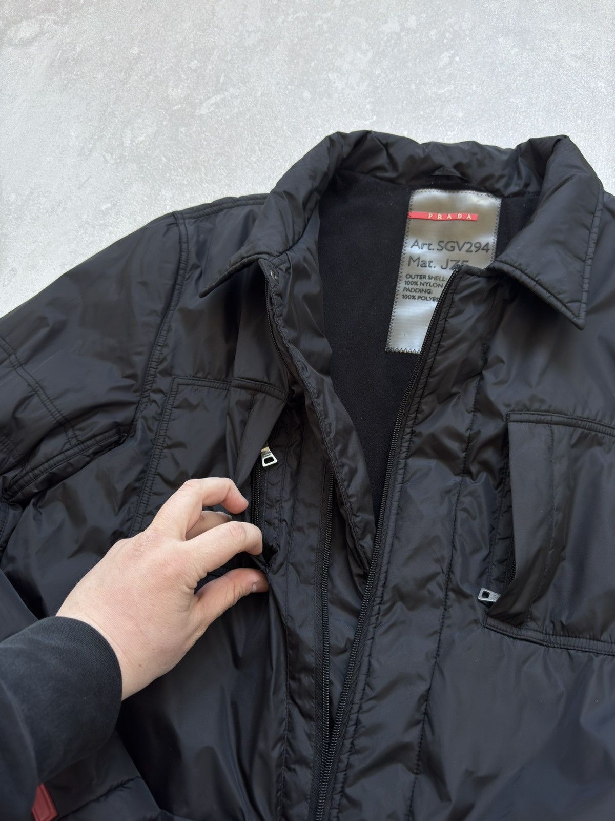 Prada × Vintage Vintage Prada Nylon Red Tab Black Jacket Pocket Fleece 00s Size US L / EU 52-54 / 3 - 10 Thumbnail