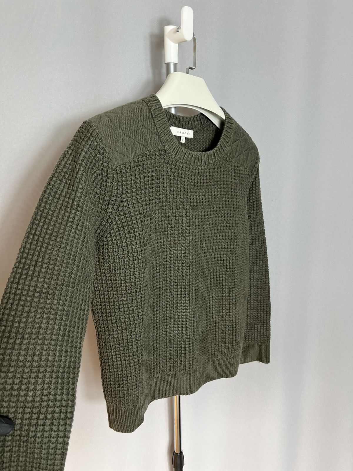 Sandro Sandro Paris Sweater Knit Merino Wool Womans pullover khaki Size M / US 6-8 / IT 42-44 - 2 Thumbnail