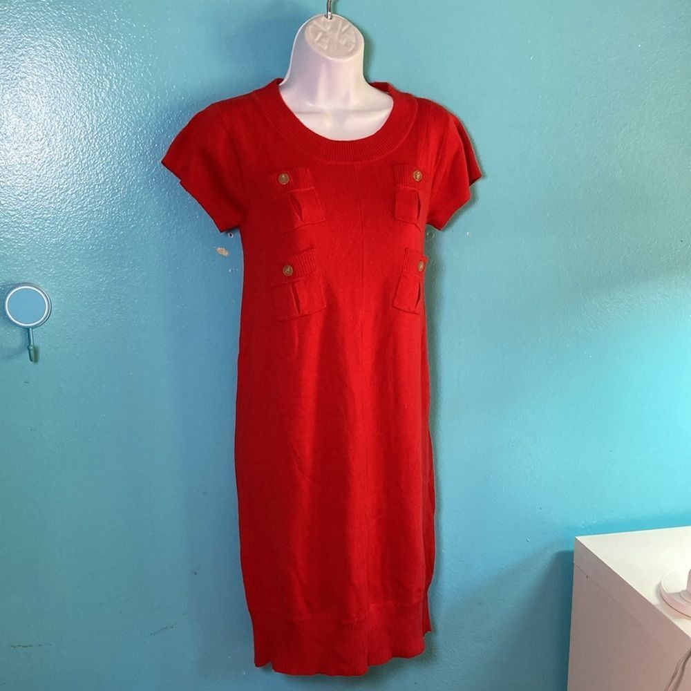 Diane von Furstenberg Diane Von Furstenberg Size P Red Knit Dress “Beliz” Four Poc Size XS / US 0-2 / IT 36-38 - 1 Thumbnail