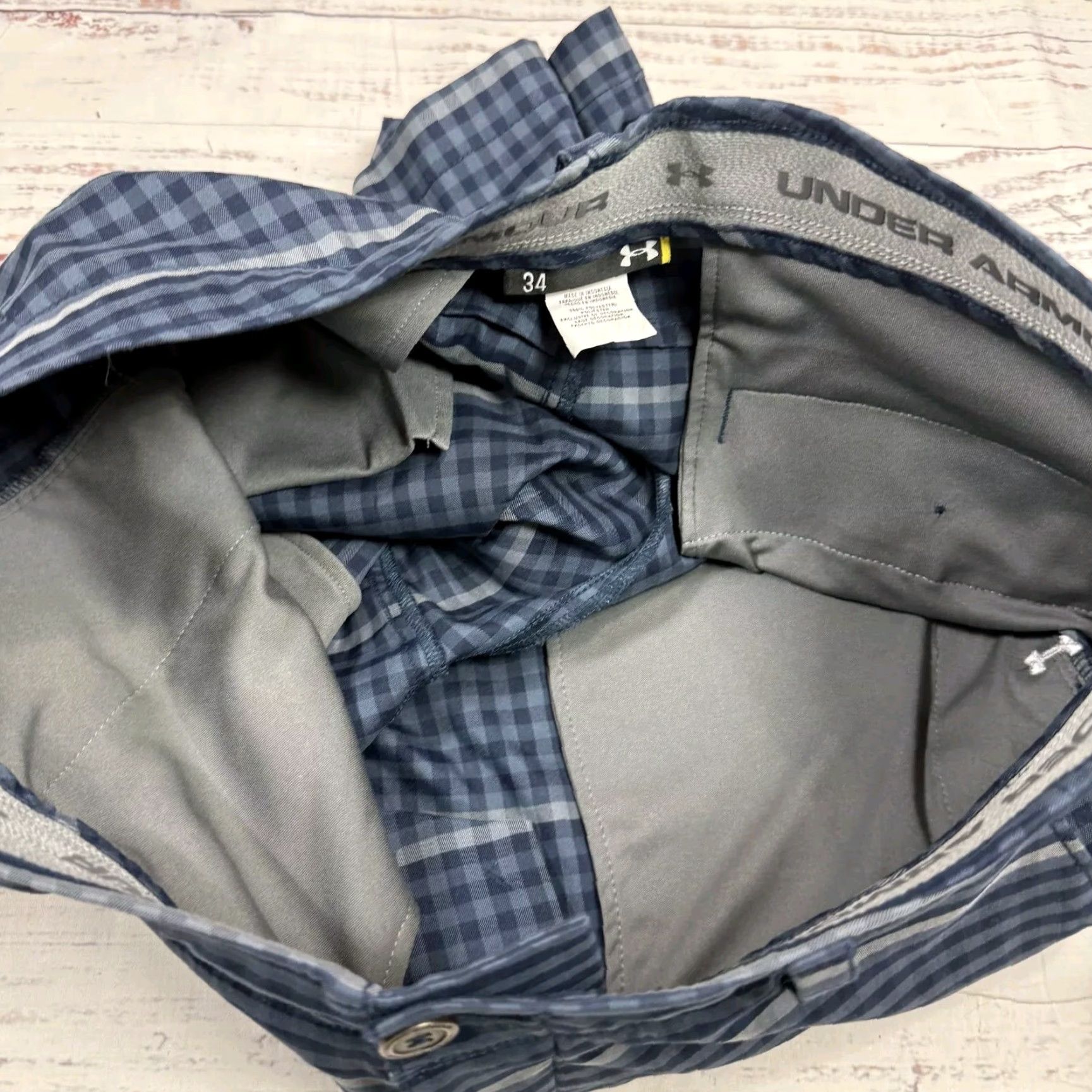 Under Armour Under Armour Blue Checkered Golf Chino Shorts Performance Flat Front Men's Sz 34 Size US 34 / EU 50 - 7 Thumbnail