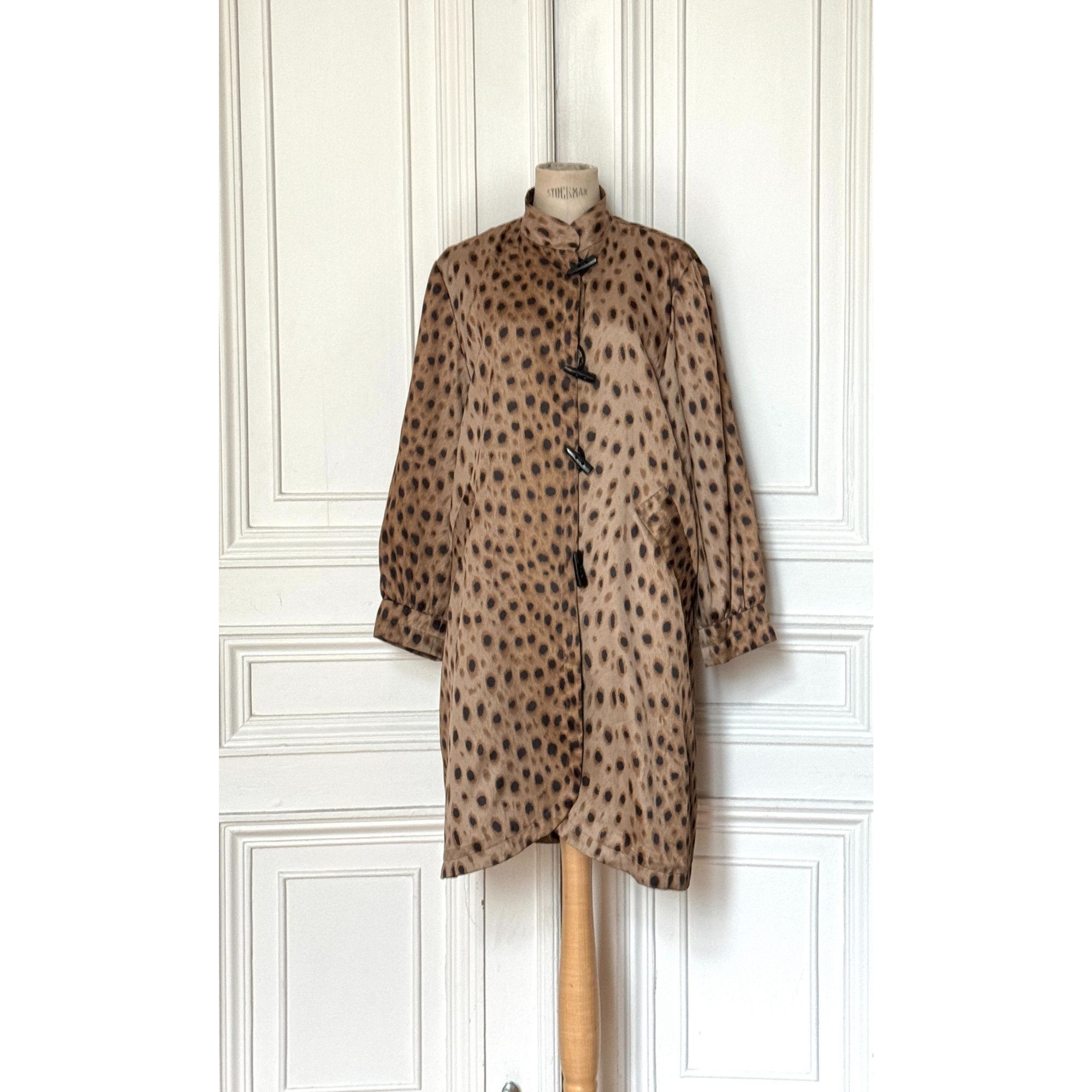 Yves Saint Laurent Vintage Leopard Print Mandarin Collar Dress Size S / US 4 / IT 40 - 1 Thumbnail