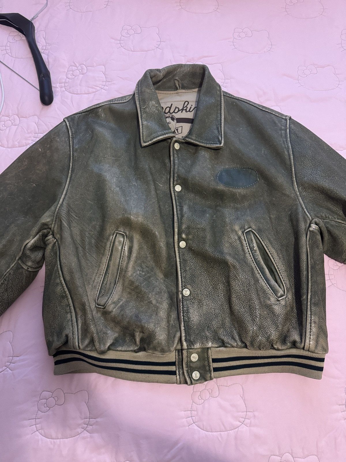 NFL Vintage Redskins Paris Green Leather Varsity Baseball Jacket Size US XL / EU 56 / 4 - 6 Thumbnail