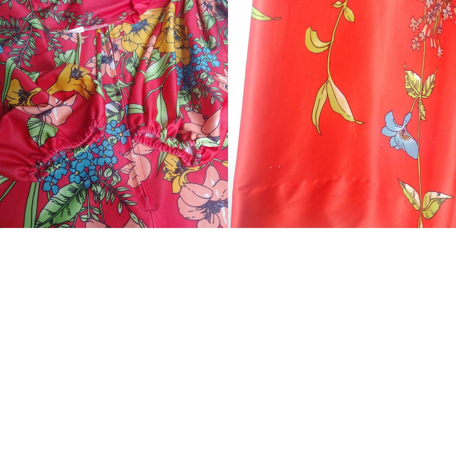 Vintage VINTAGE Robe Women Kimono Long Sleeve Floral 54" Long Maxi Red Polyester Stretch M Size ONE SIZE - 8 Thumbnail