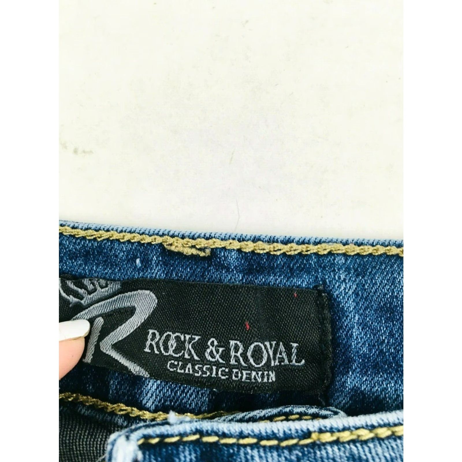 Denime Rock & Royal Jean Shorts Women's Medium Blue Denim Distressed Mid Rise Regular Size 32" / US 10 / IT 46 - 6 Thumbnail