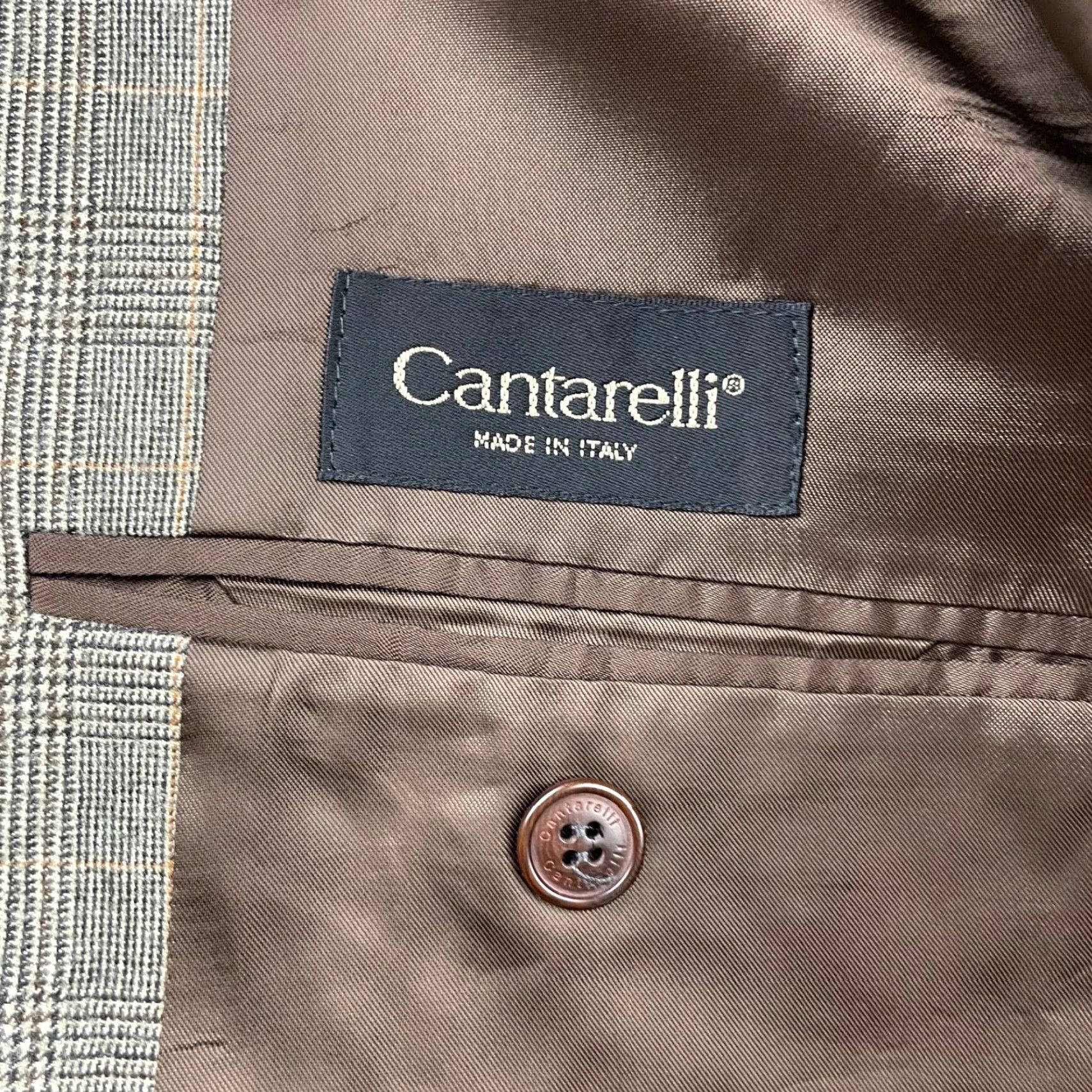 Cantarelli Cantarelli Blazer Men’s Flannel Wool Beige Glen Plaid 42R US | 52 EU Jacket Single-Breasted 3-Button Notch Luxury Italy Mens Size 42R - 5 Thumbnail