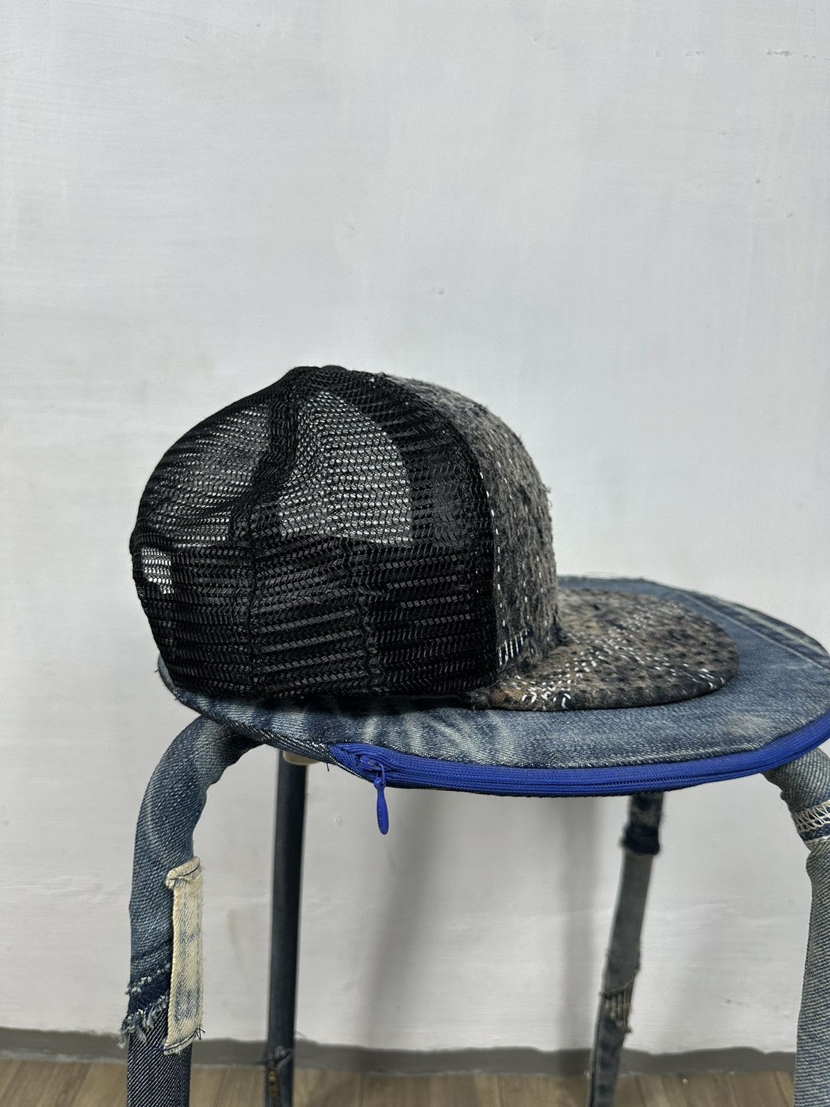 Handmade Custom Made Distressed Patchwork Boro Trucker hats Size ONE SIZE - 4 Thumbnail