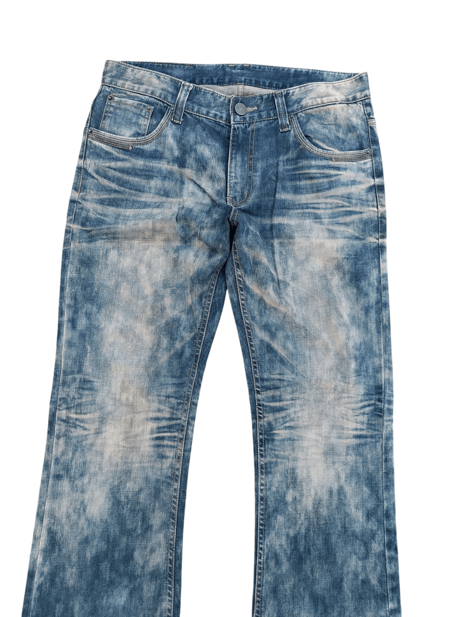 Other RARE 💥 FLARED JAPANESE BRAND TIE-DYE WHISKERS FADED DENIM Size US 33 - 3 Thumbnail